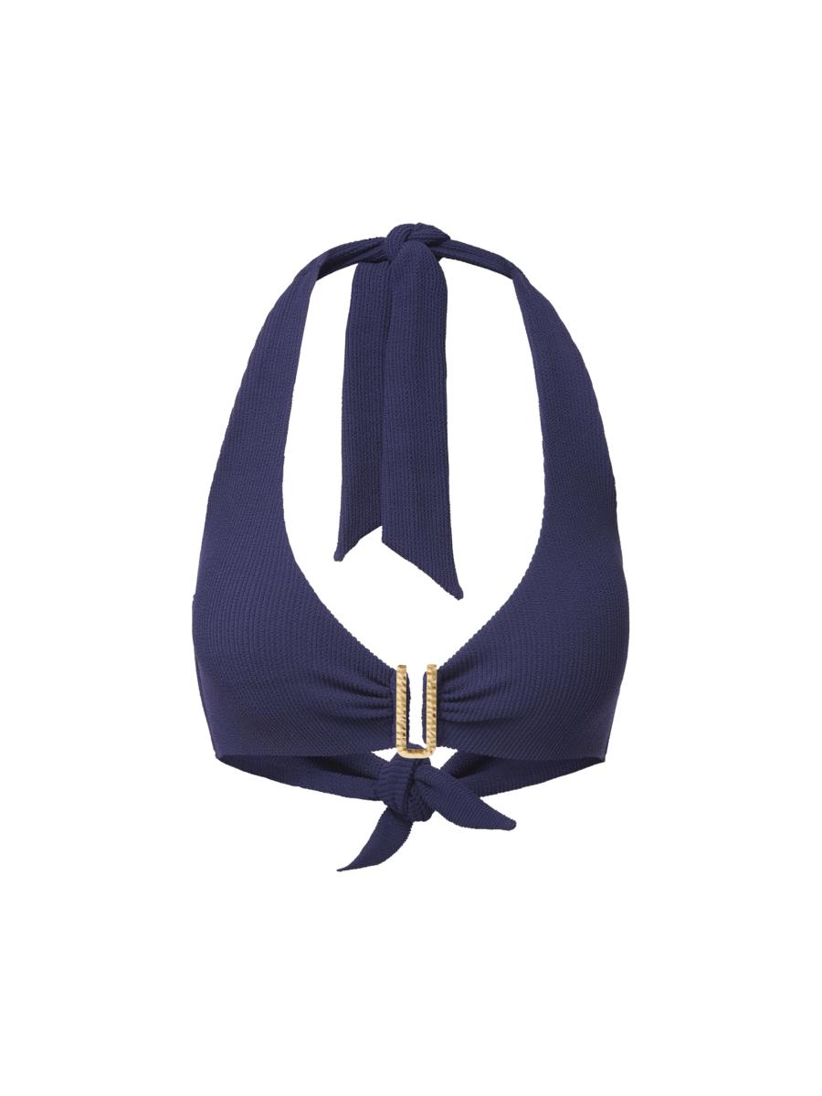Change Of Scenery Women's Melissa Textured Hardware Bikini Top In Navy Texture