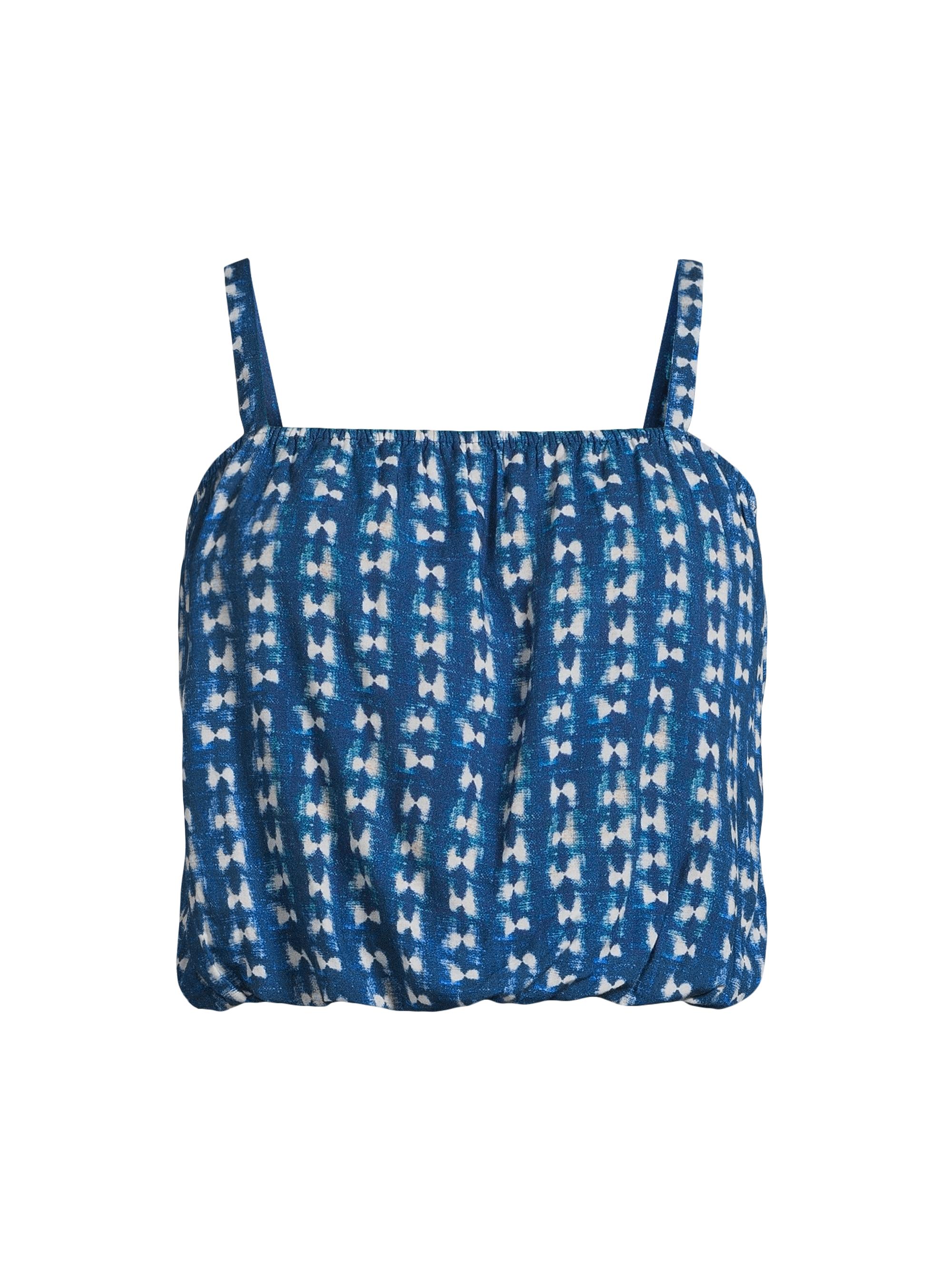 Change of Scenery Women's Dani Abstract Cotton-Blend Poplin Top - Denim Tides