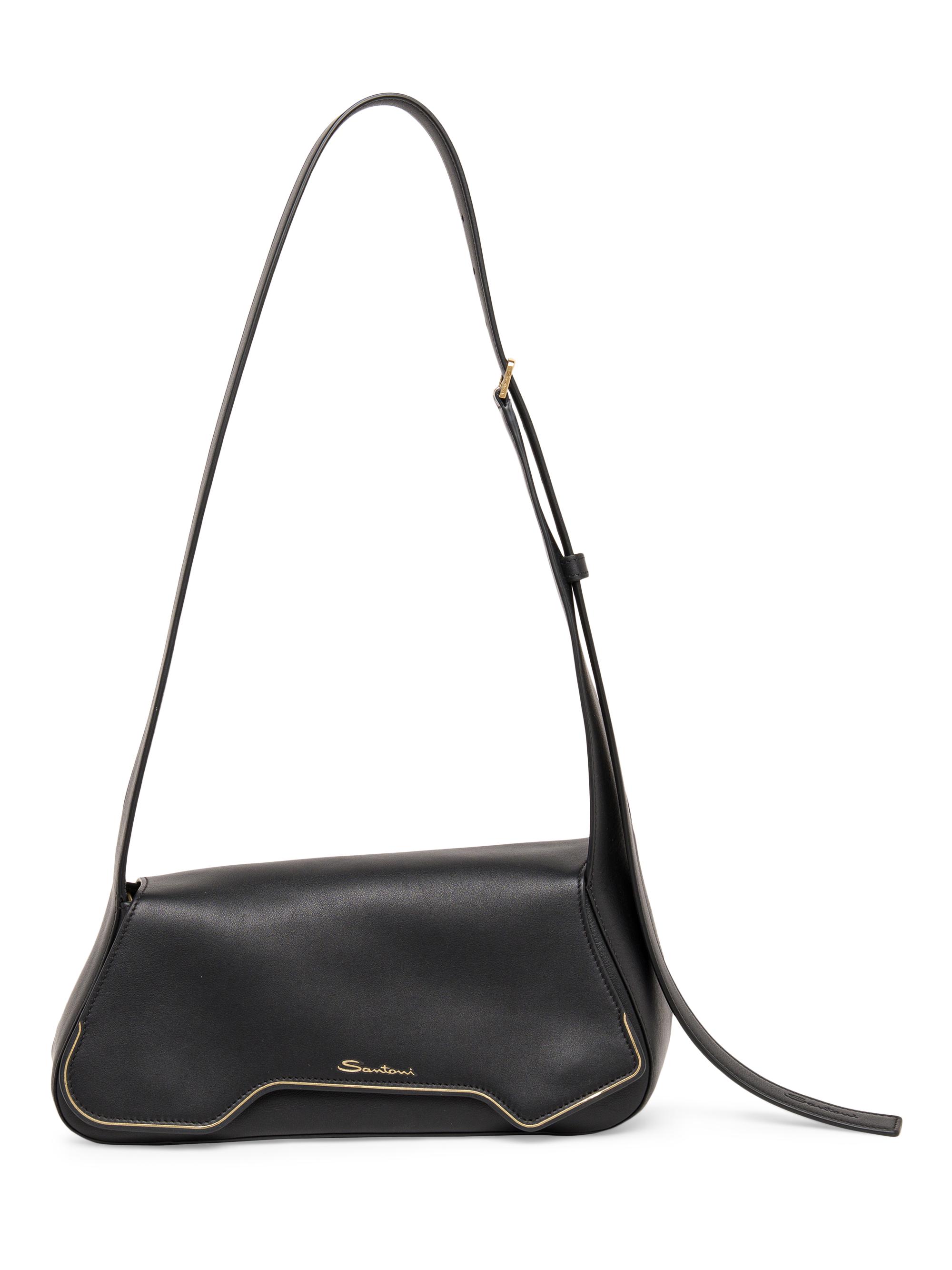 Santoni Women's Soft Pluto Leather Shoulder Bag - Black