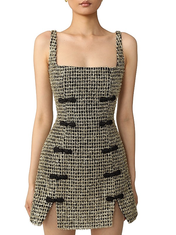 Shop Sau Lee Aidan Tweed Square-Neck Minidress | Saks Fifth Shop Sau Lee Aidan Tweed Square-Neck Minidress | Saks Fifth