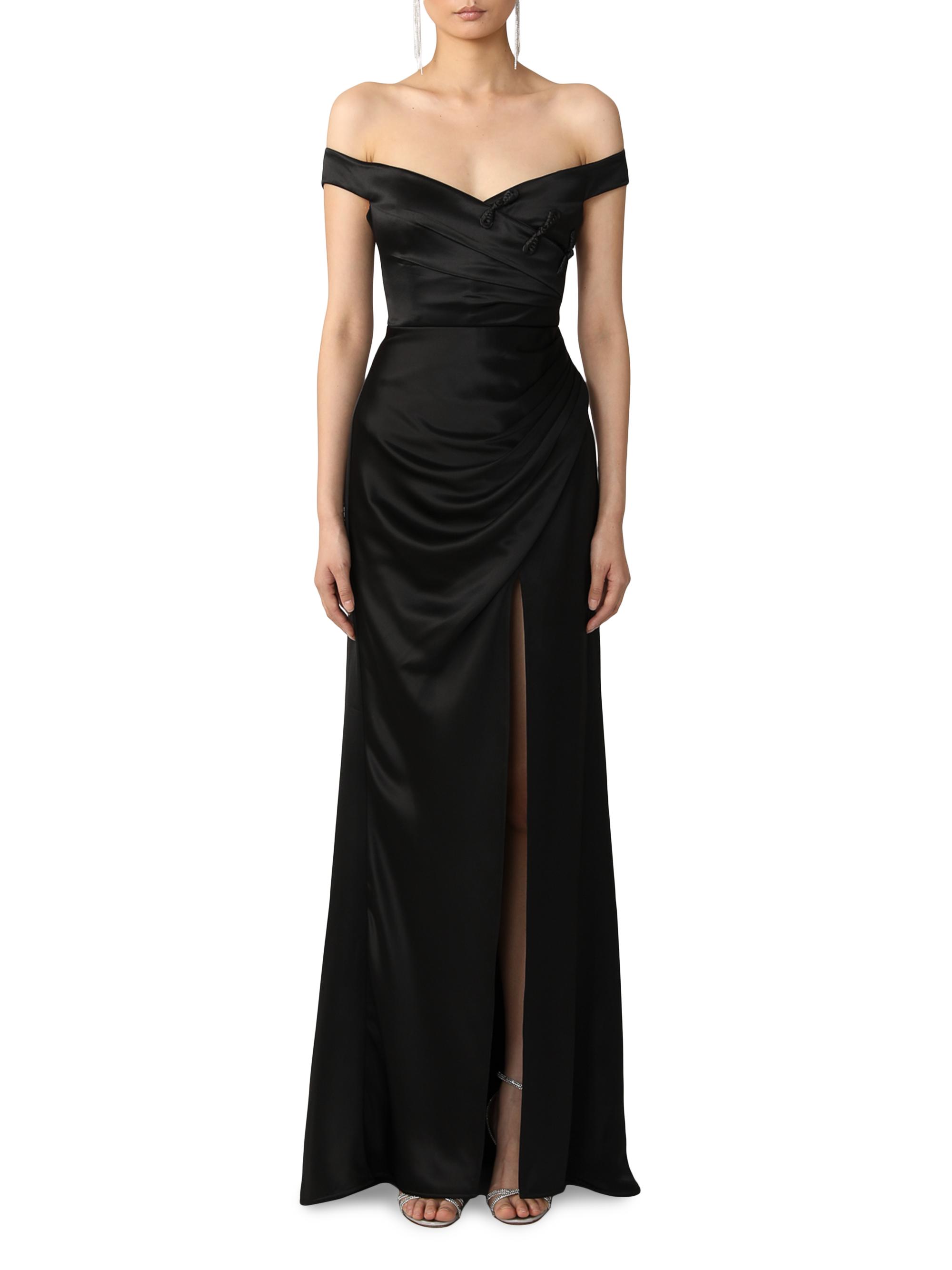 Sau Lee Paulina Ruched Satin Off-The-Shoulder Gown | Saks Fifth Avenue