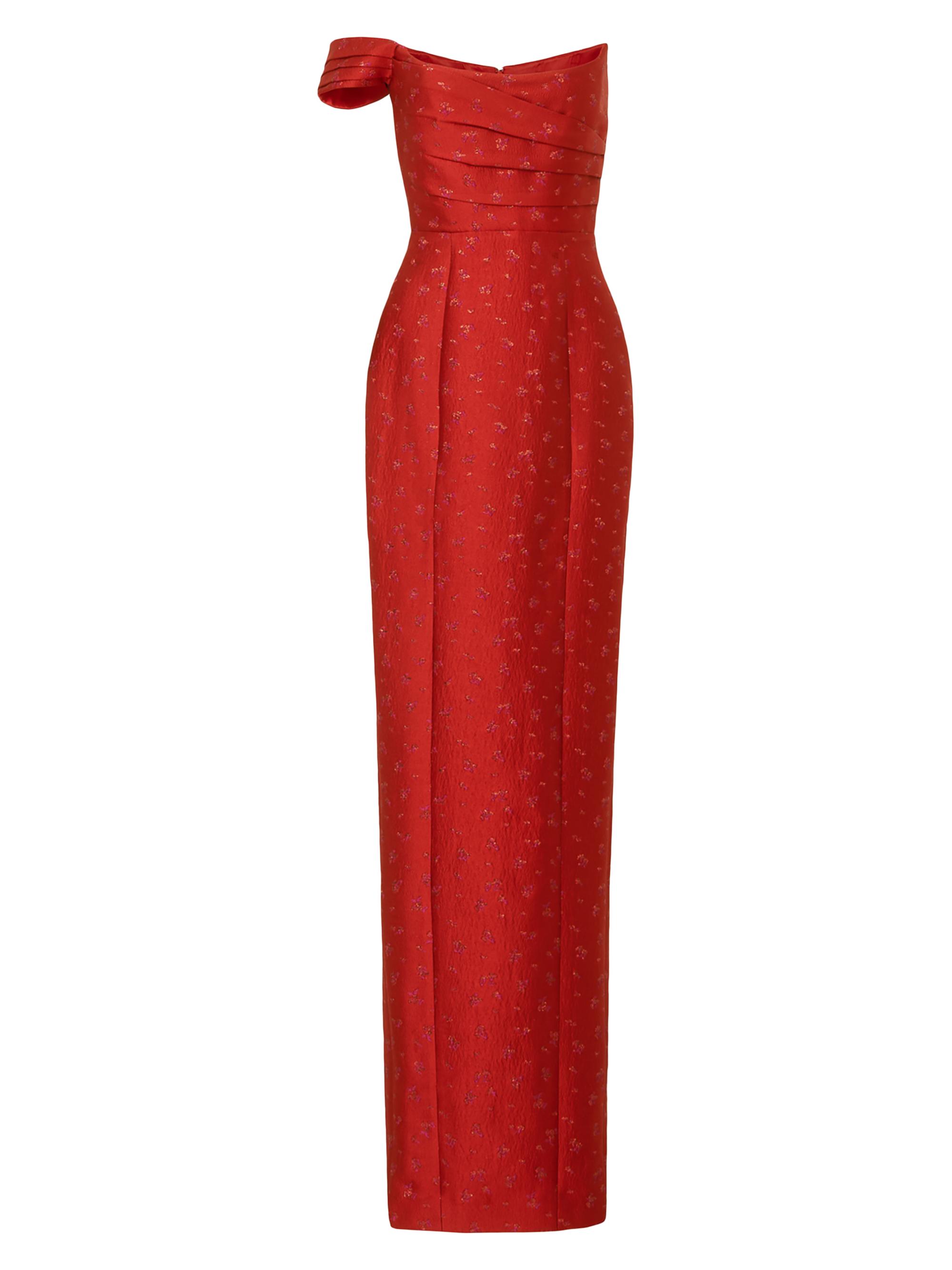 Sau Lee Women's Jackson Jacquard Off-The-Shoulder Gown - Red