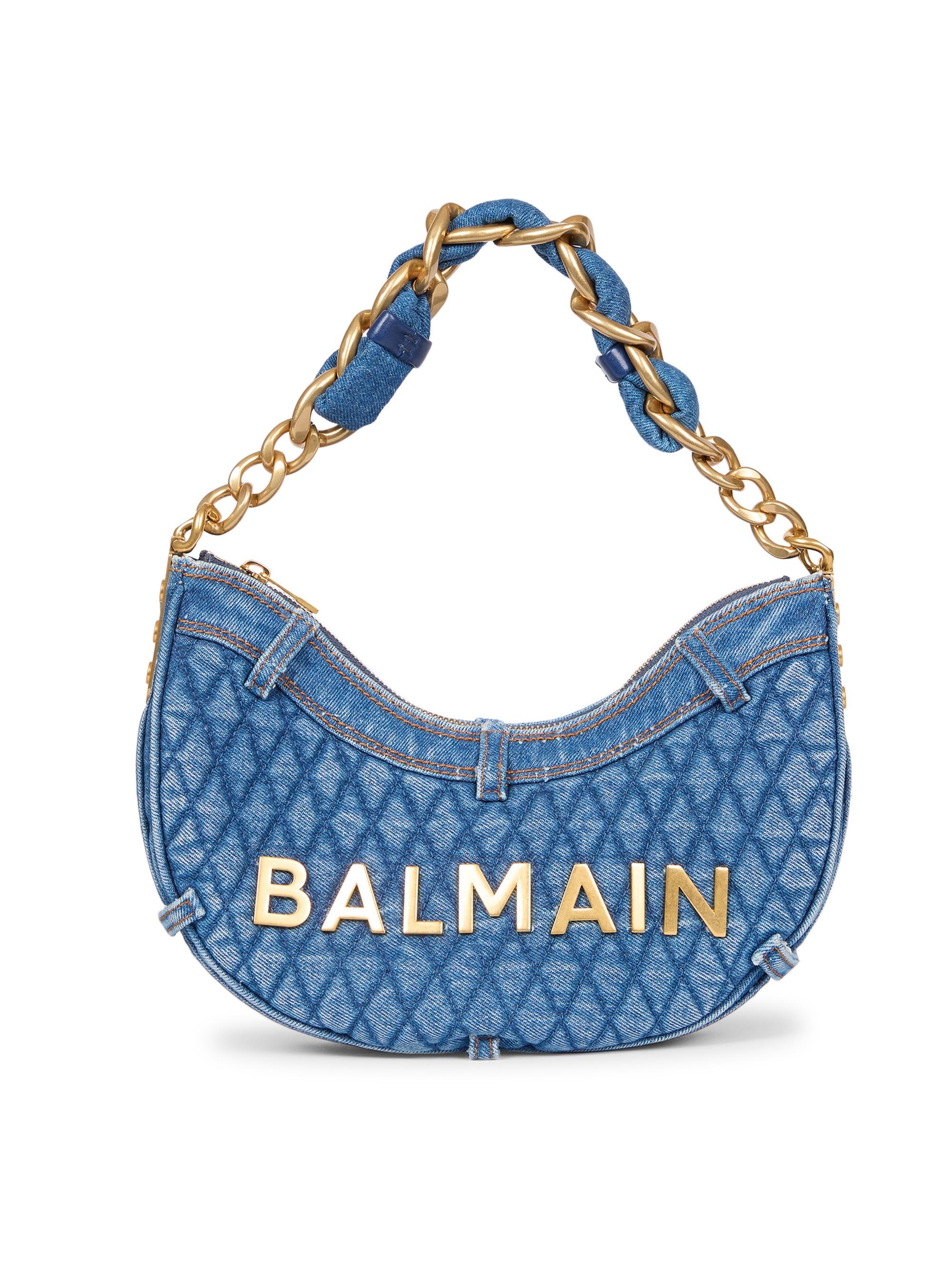 Balmain Women's Soft Moon Quilted Denim Shoulder Bag - Bleu Jean