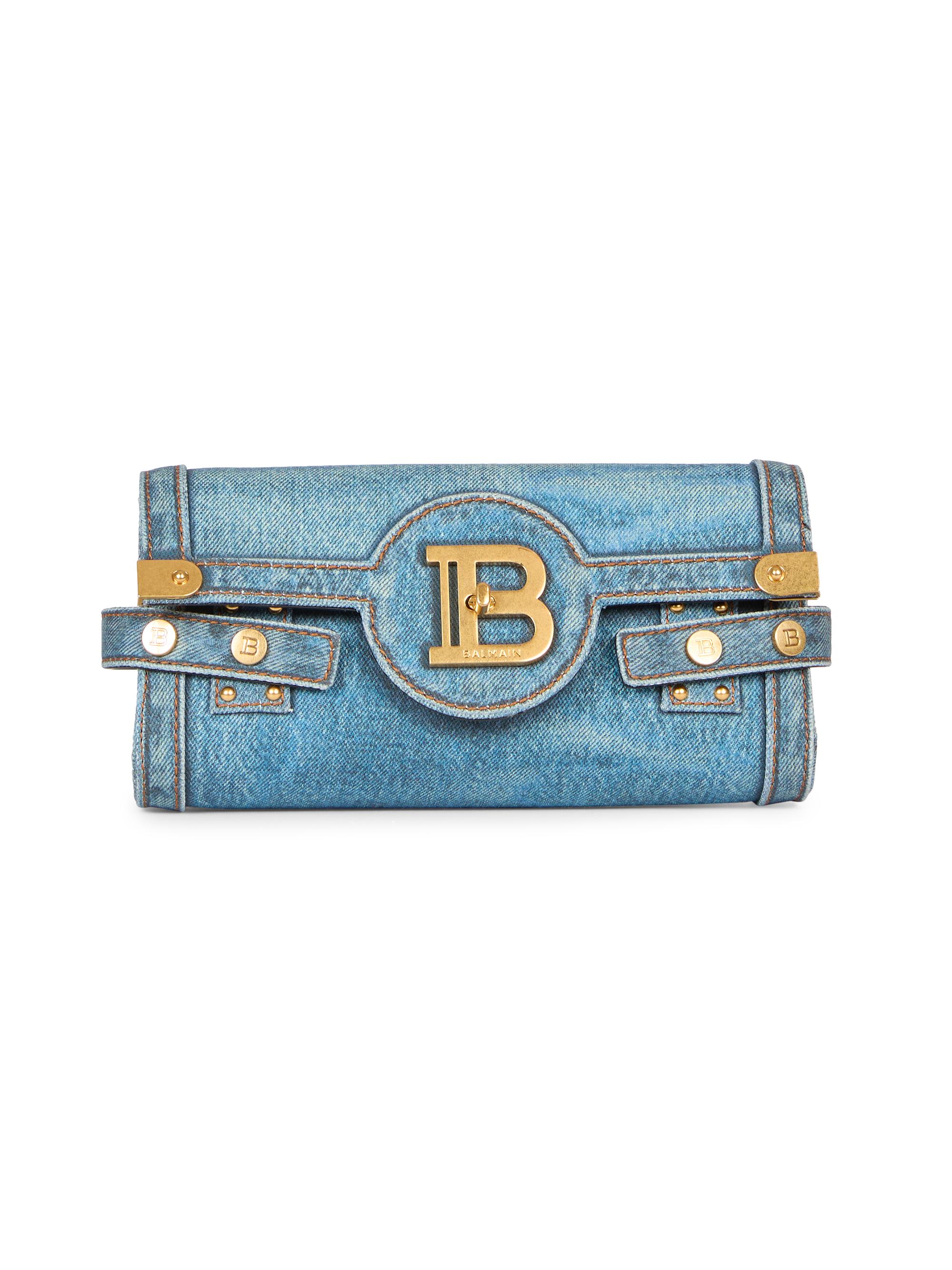 Balmain Women's B-Buzz Denim-Printed Canvas Pouch - Bleu Jean