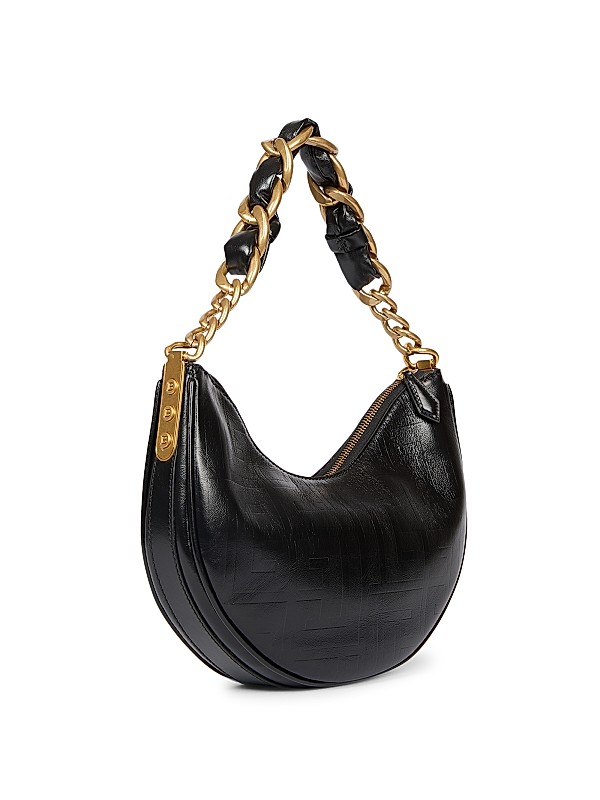 Shop Balmain 1945 Soft Moon Crinkled Leather Shoulder Bag Shop Balmain 1945 Soft Moon Crinkled Leather Shoulder Bag
