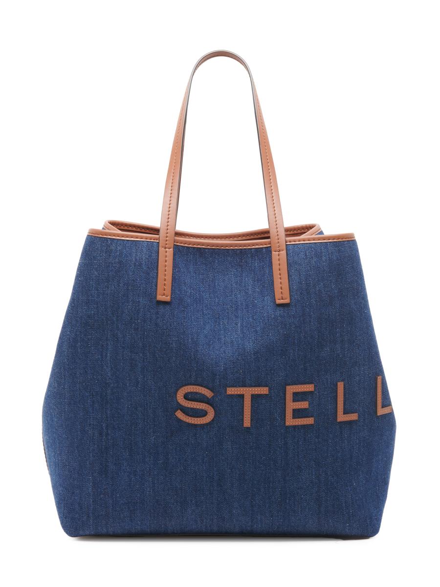 【Stella McCartney】logo distressed leather tote bag Stella McCartney Logo Distressed Leather Tote Bag | Grey