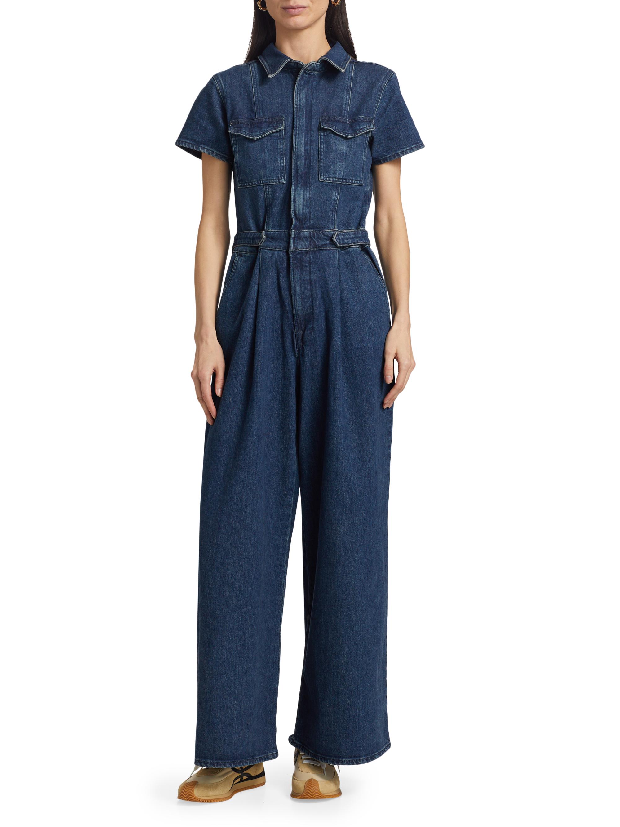 Good American Women's Fit For Success Denim Jumpsuit - Indigo - side view in Indigo