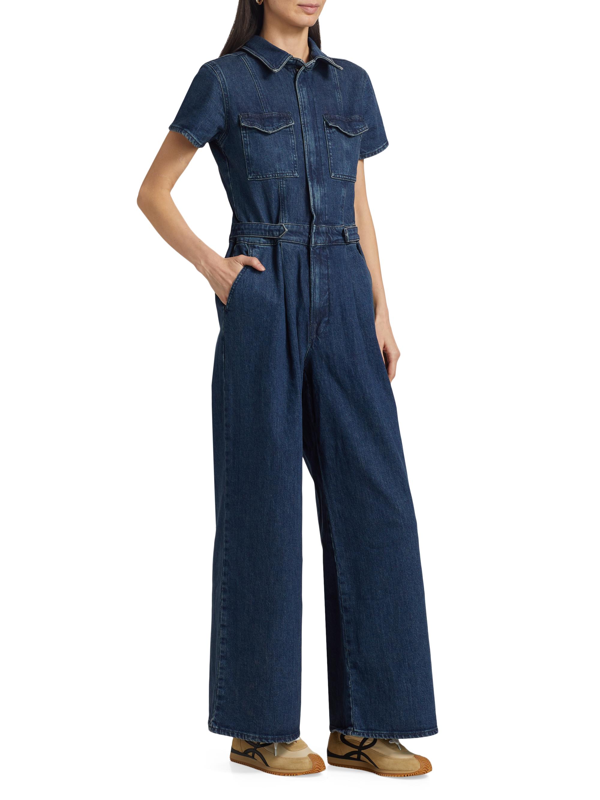 Good American Women's Fit For Success Denim Jumpsuit - Indigo - detail view in Indigo