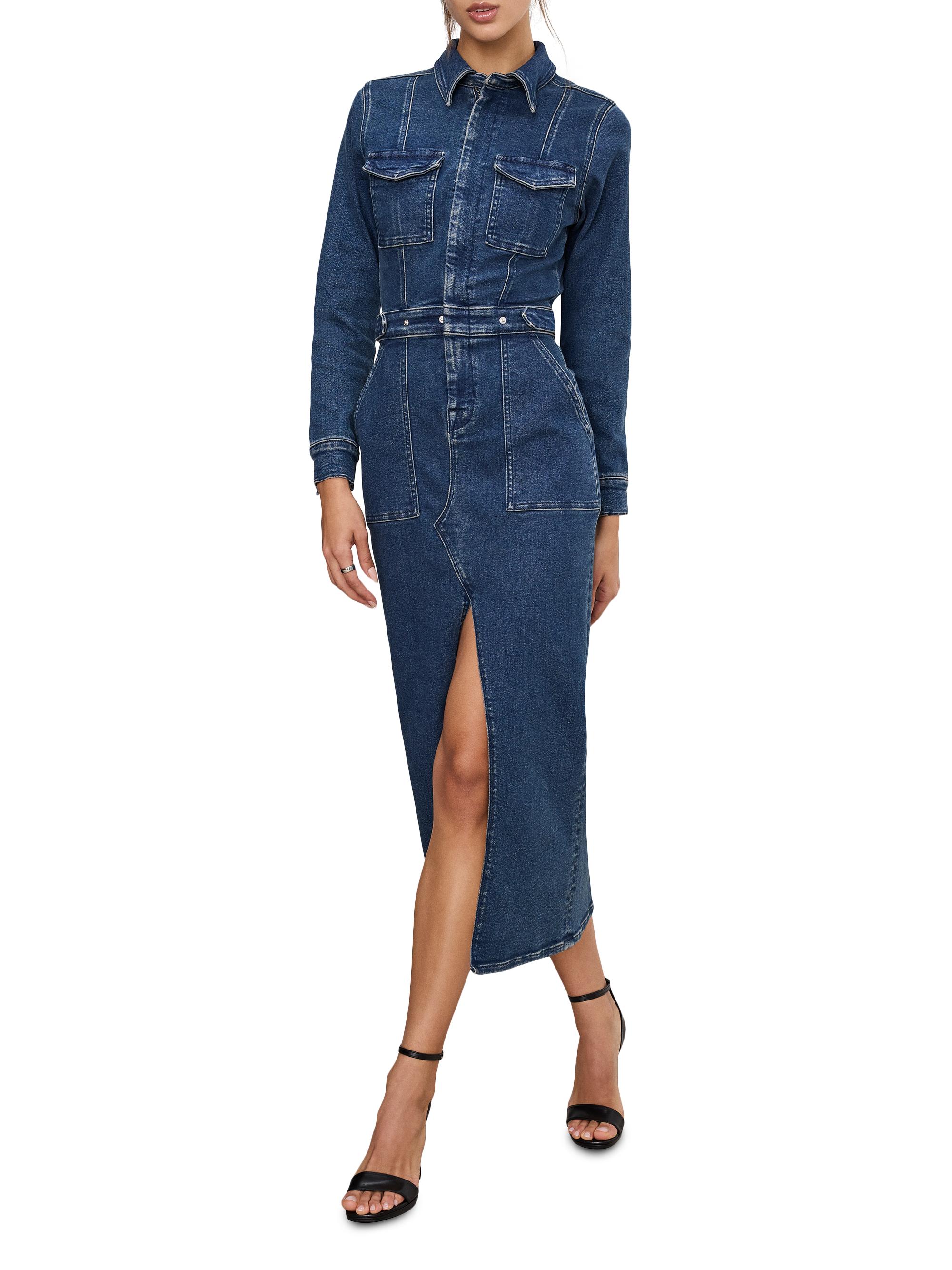 Good American Women's Fit For Success Denim Midi-Dress - Indigo