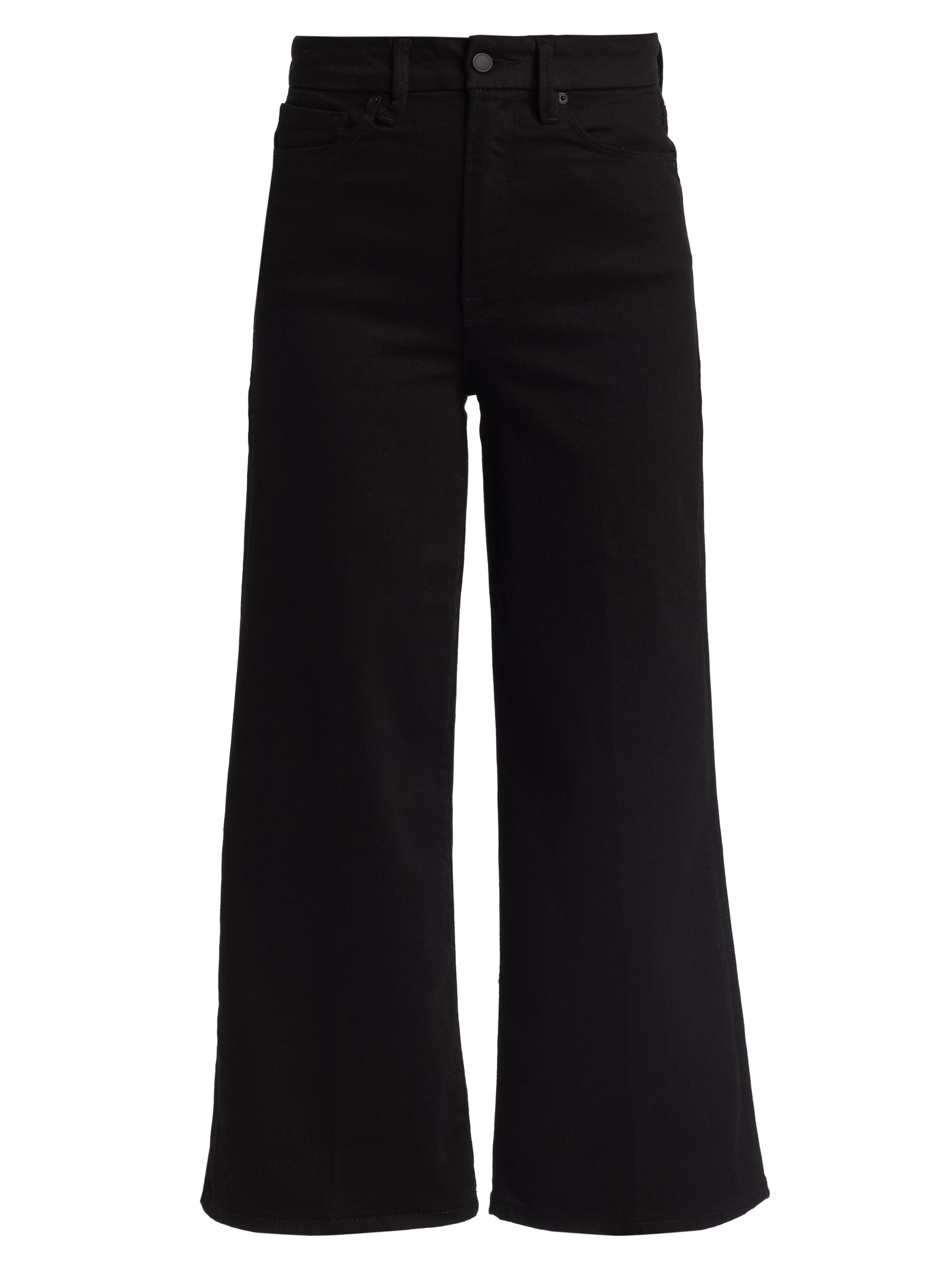 Good American Women's Good Waist Palazzo Cropped Jeans - Black