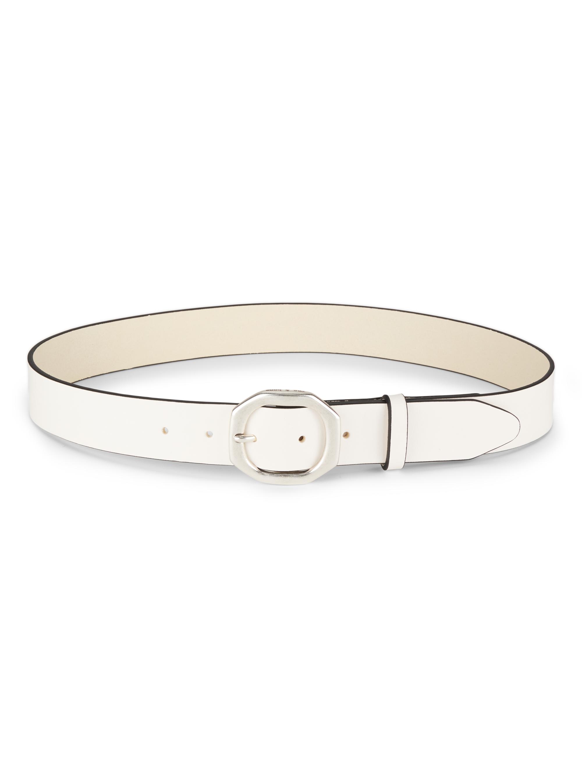 rag & bone Women's Audrey Leather Buckle Belt - Antique White