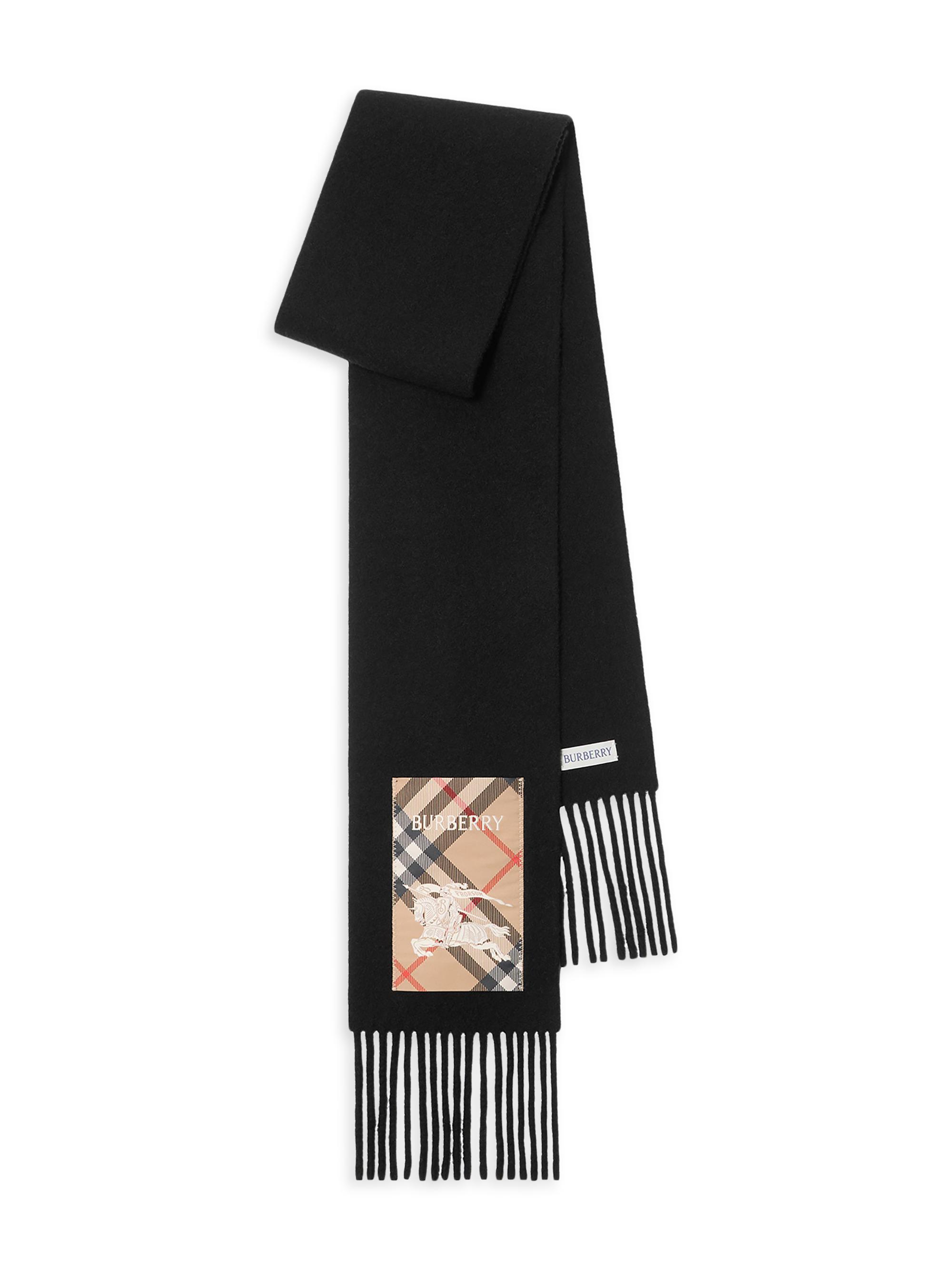 Burberry Check Label Cashmere Scarf - Black Sand