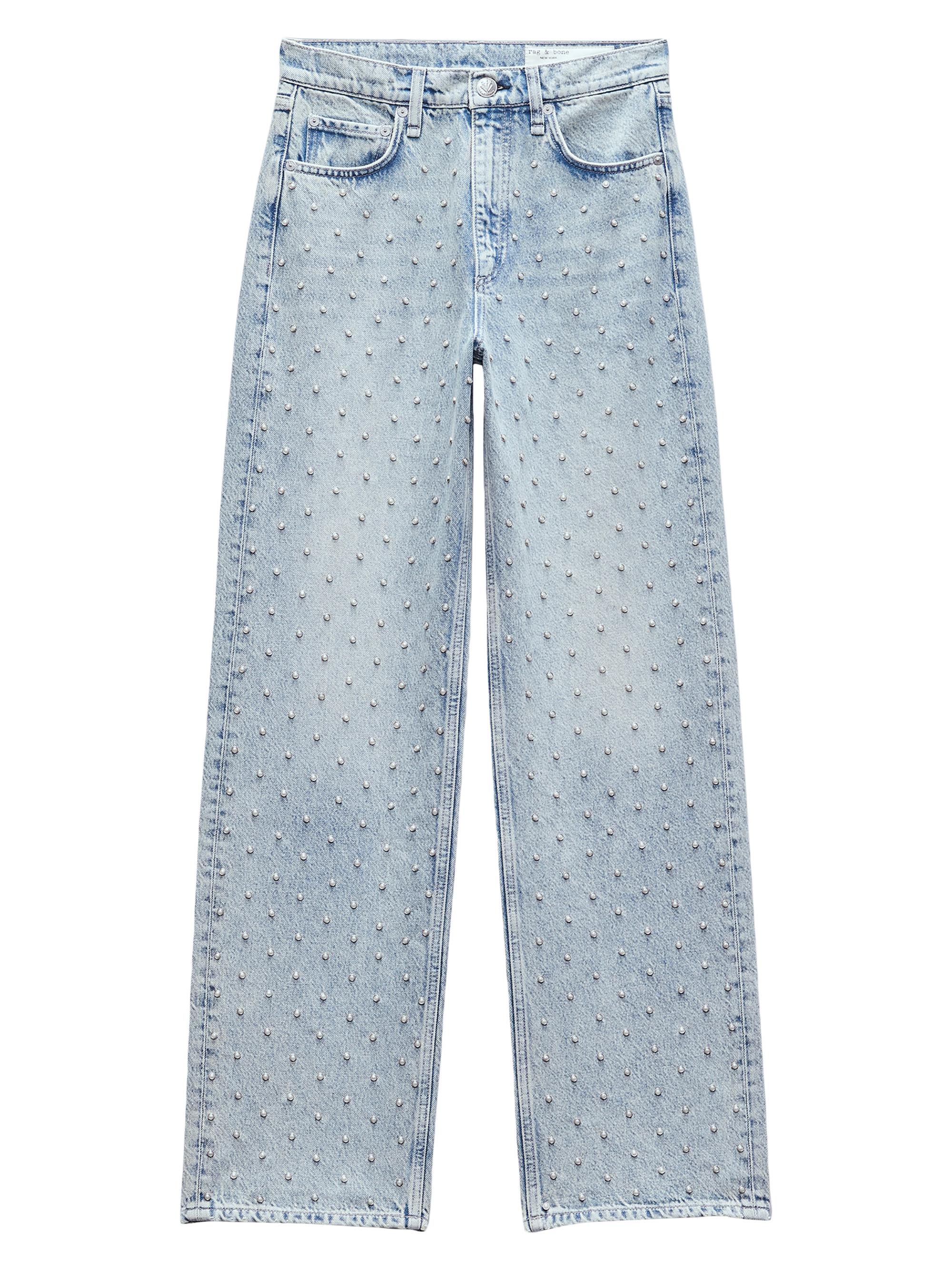 rag & bone Women's Shea Embellished High-Rise Straight-Leg Jeans - Desi Pearl