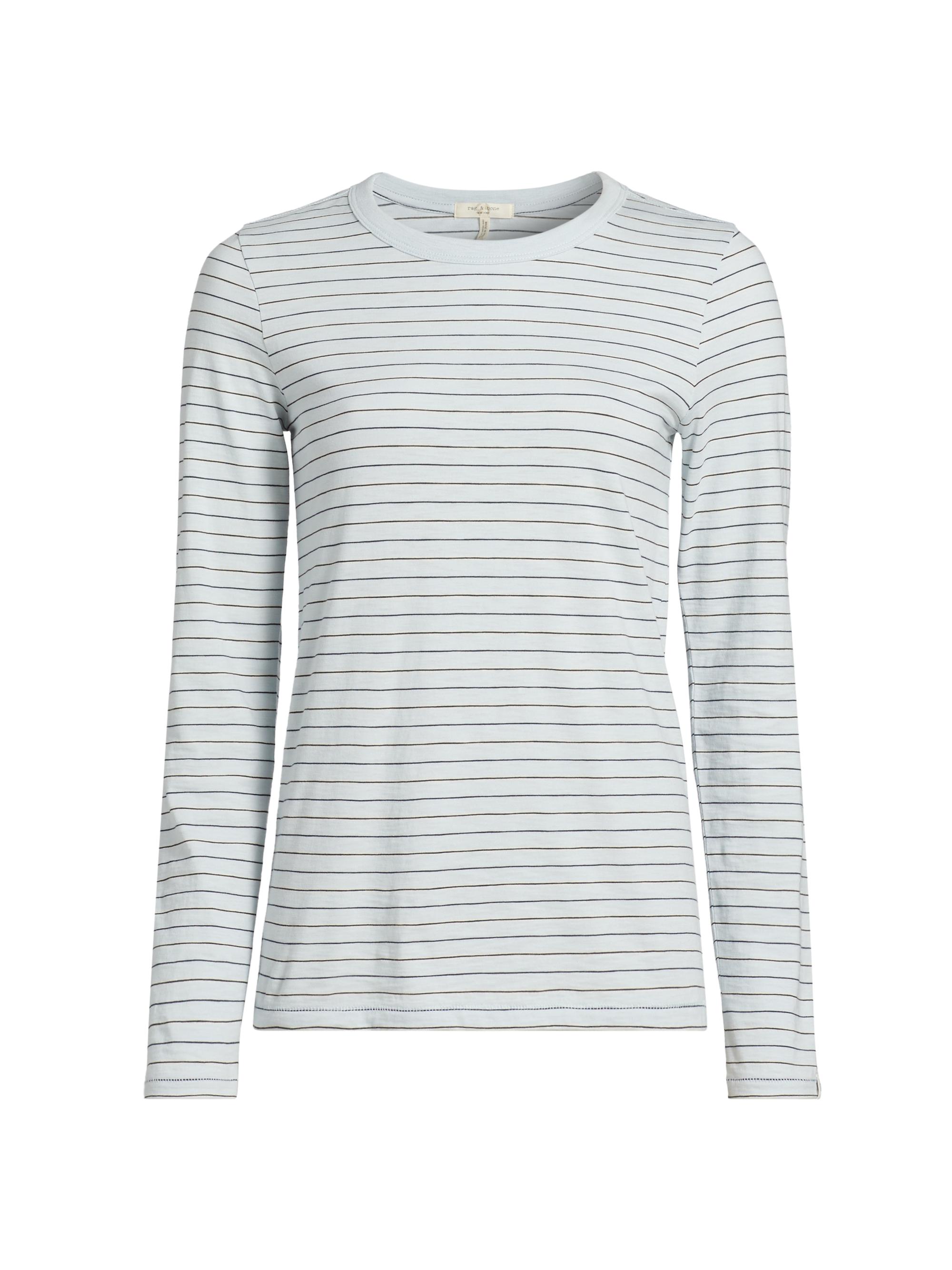 rag & bone Women's The Slub Stripe T-Shirt - Light Blue Multi