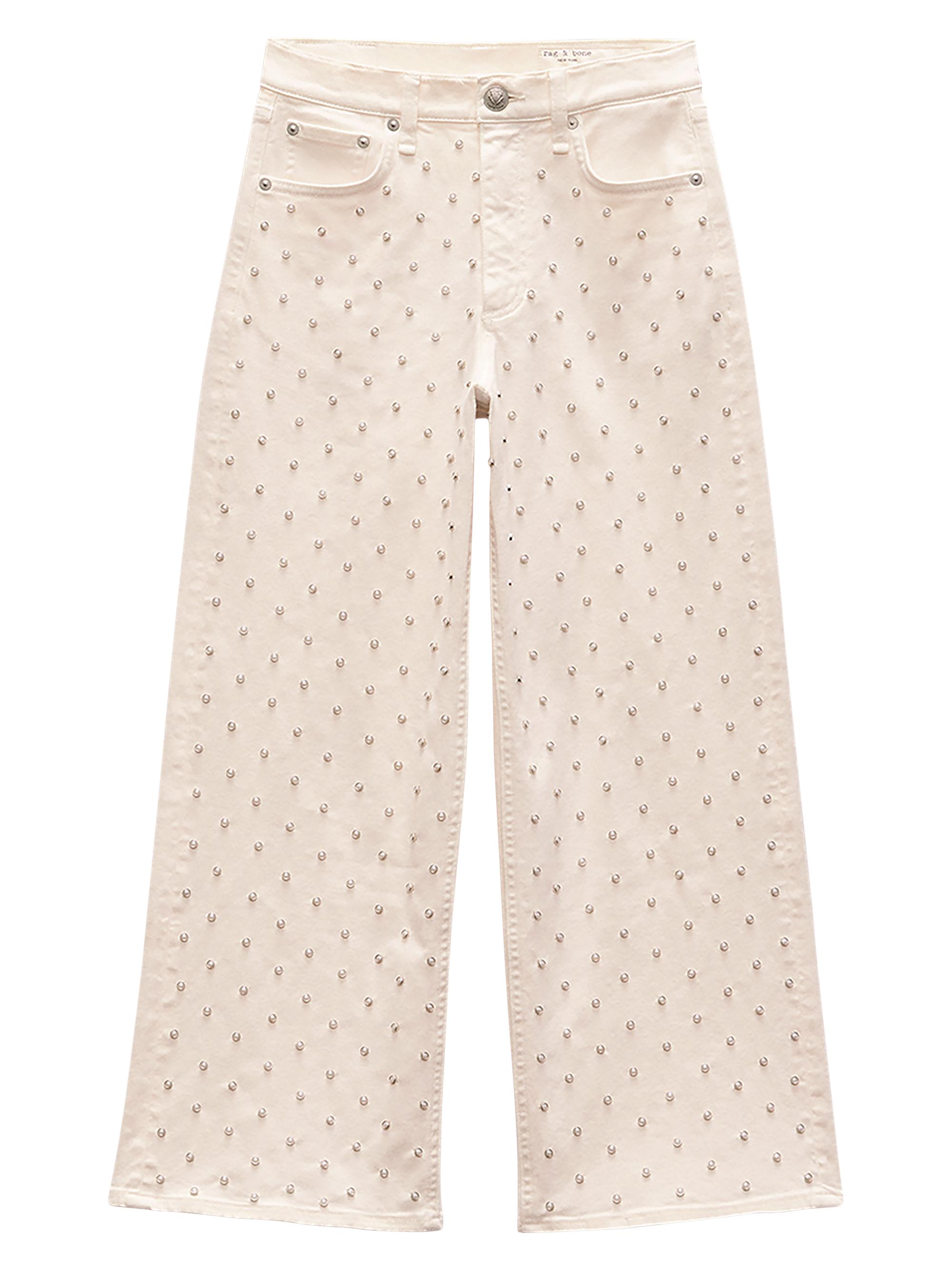 rag & bone Women's Andi Faux Pearl High-Rise Wide-Leg Pants - Ecru Pearl