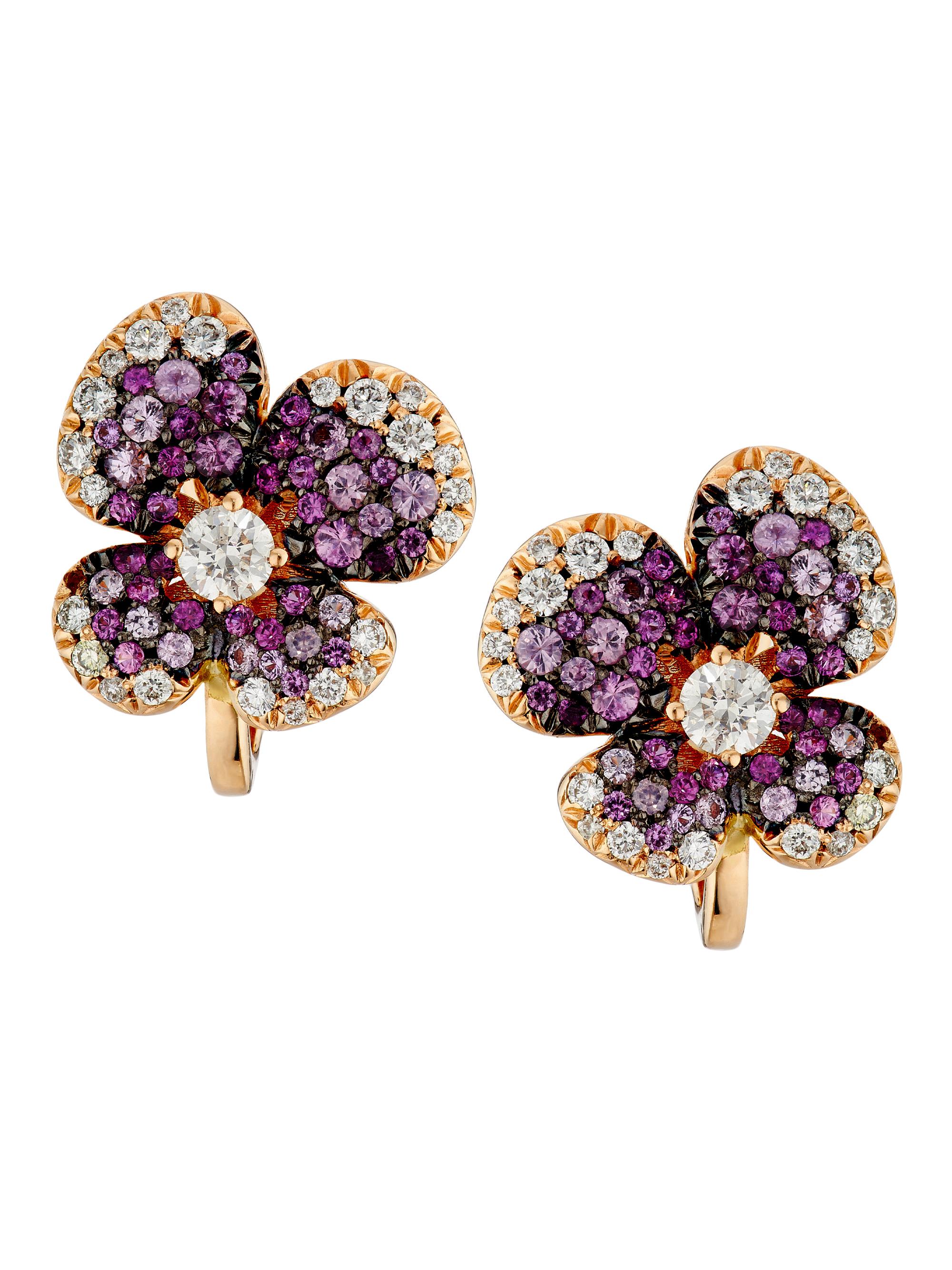 Miseno Women's Ischia 18K Yellow Gold, 0.71 TCW Diamond & Ombré Pink Sapphire Flower Stud Earrings - Rose Gold