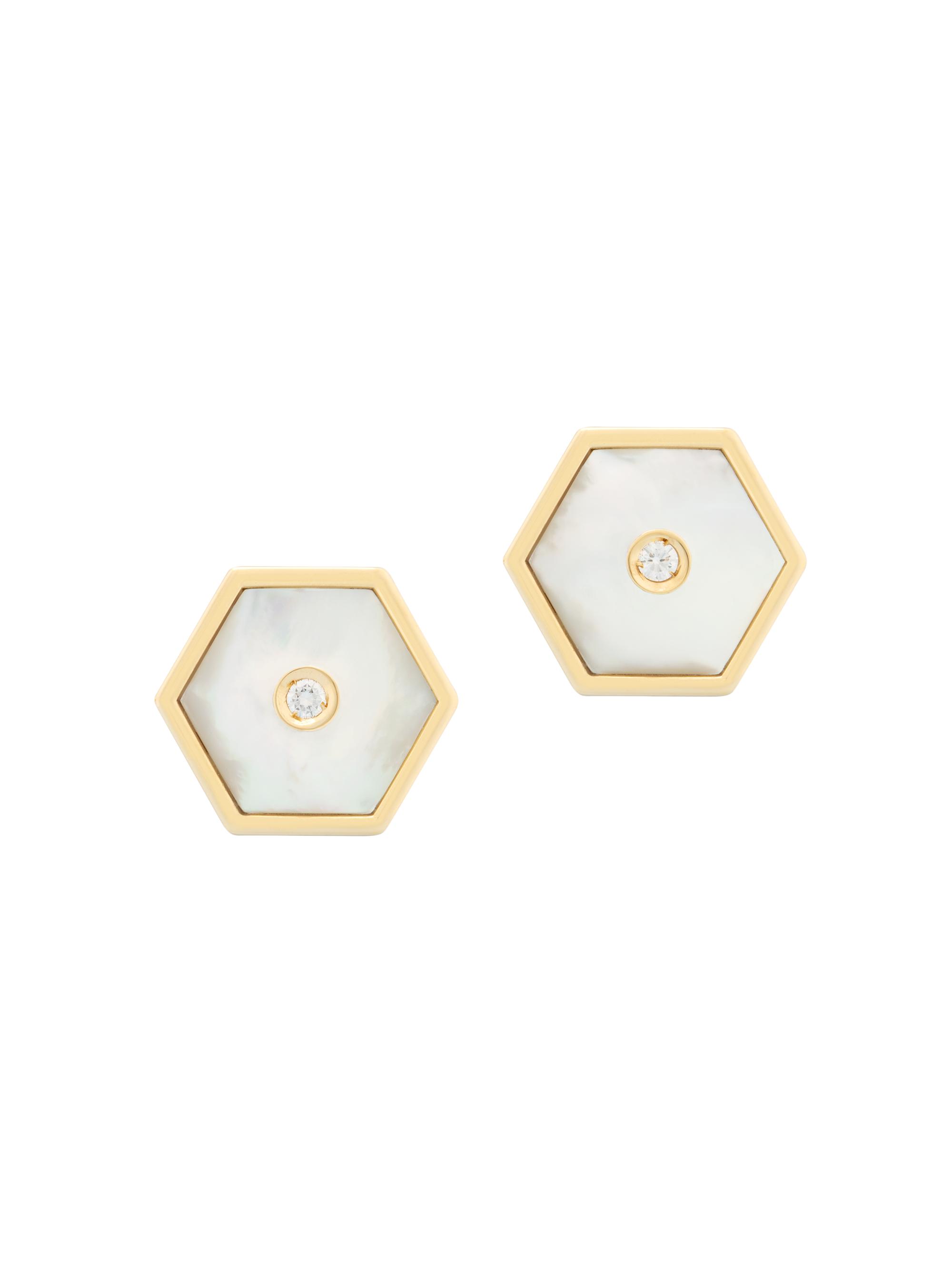 Miseno Women's Baia 18K Yellow Gold, Mother-Of-Pearl & 0.07 TCW Diamond Hexagonal Stud Earrings - Yellow Gold