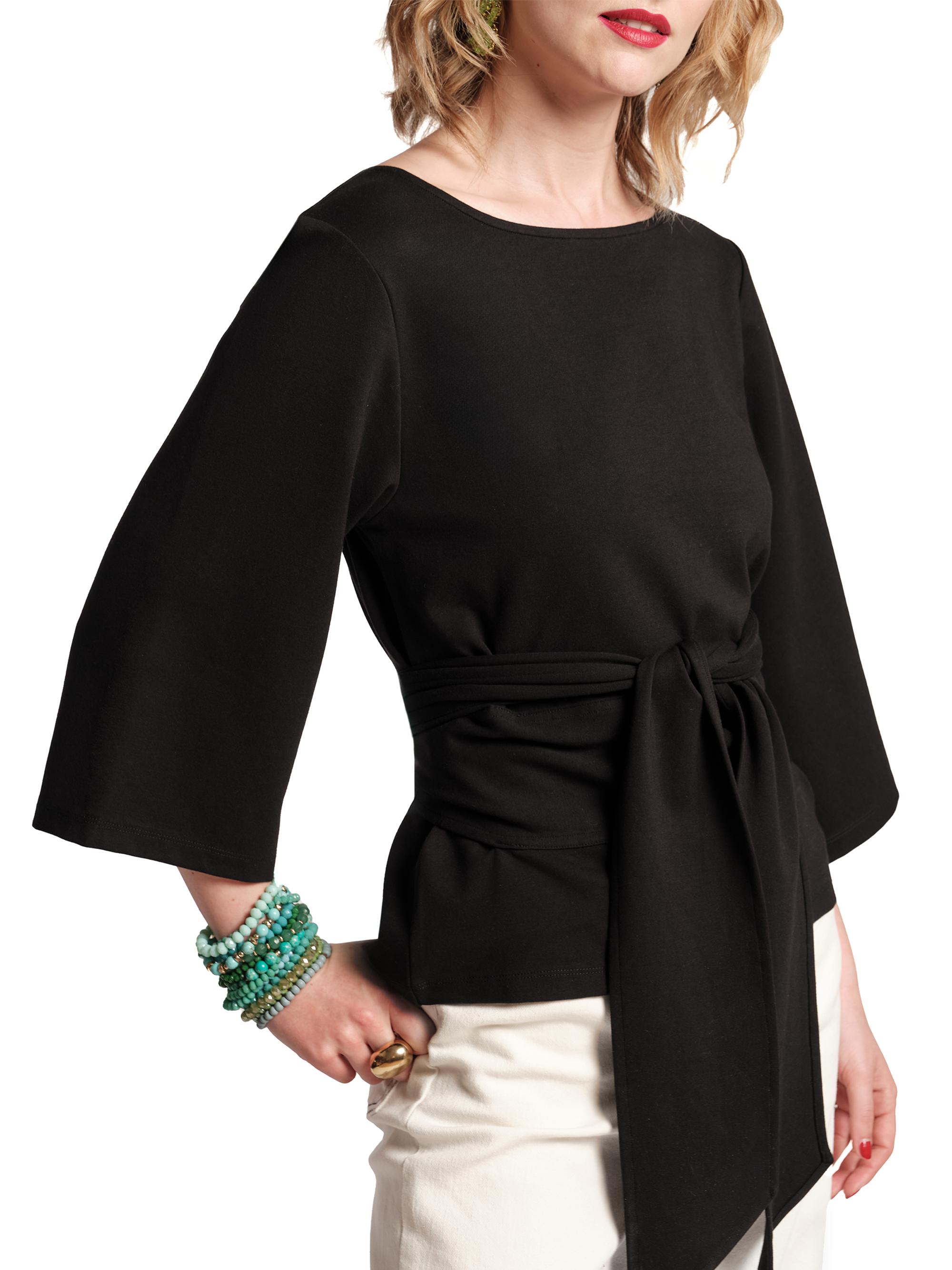 Frances Valentine Women's Whitney Wrap Tie-Waist Top - Black | Thumbnail 2