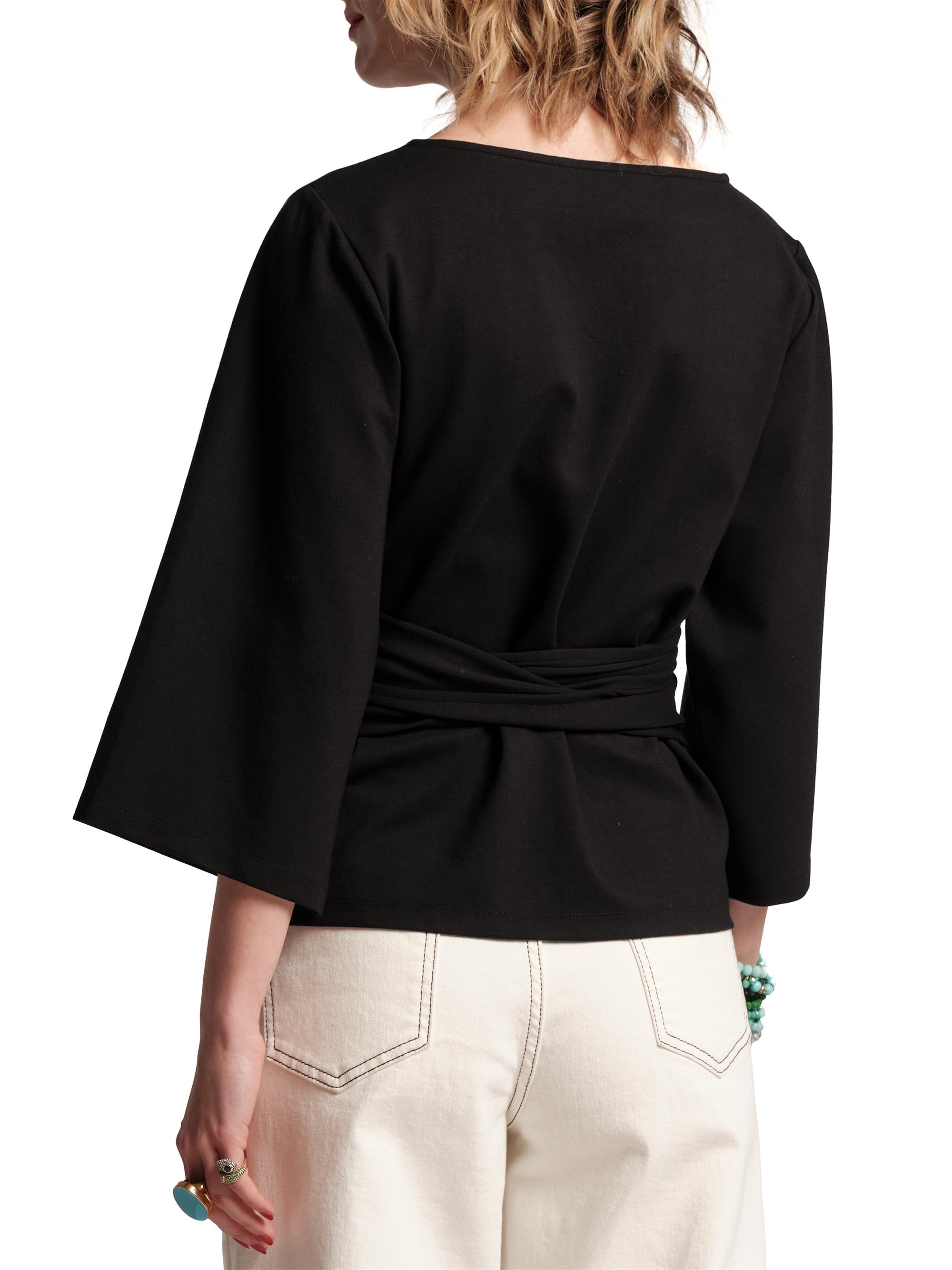 Frances Valentine Women's Whitney Wrap Tie-Waist Top - Black | Thumbnail 3