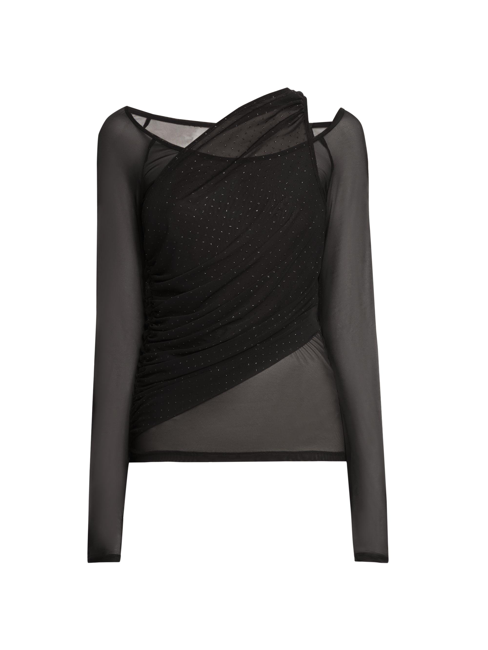 Versace Jeans Couture Women's Draped Hotfix Sheer Top - Black