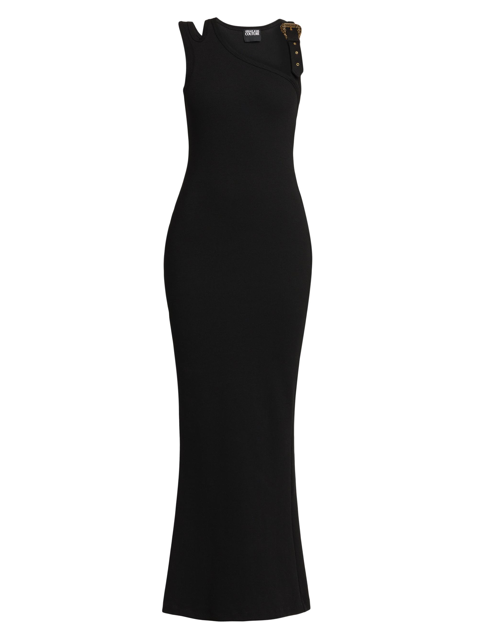 Versace Jeans Couture Women's Stretch-Cotton Rib-Knit Sleeveless Maxi Dress - Black