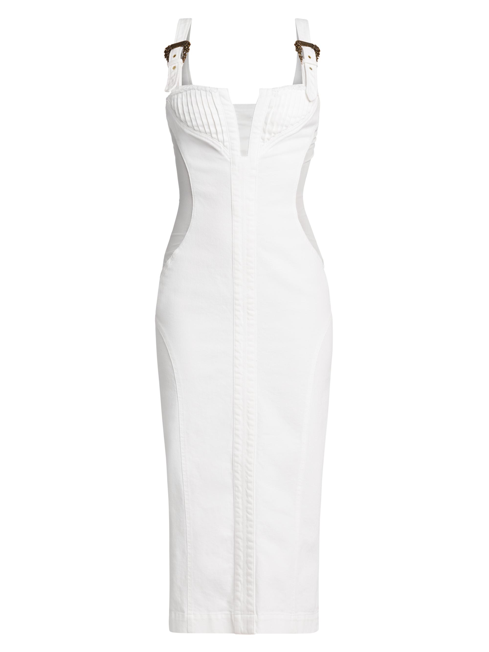 Versace Jeans Couture Women's Denim & Mesh Midi-Dress - White