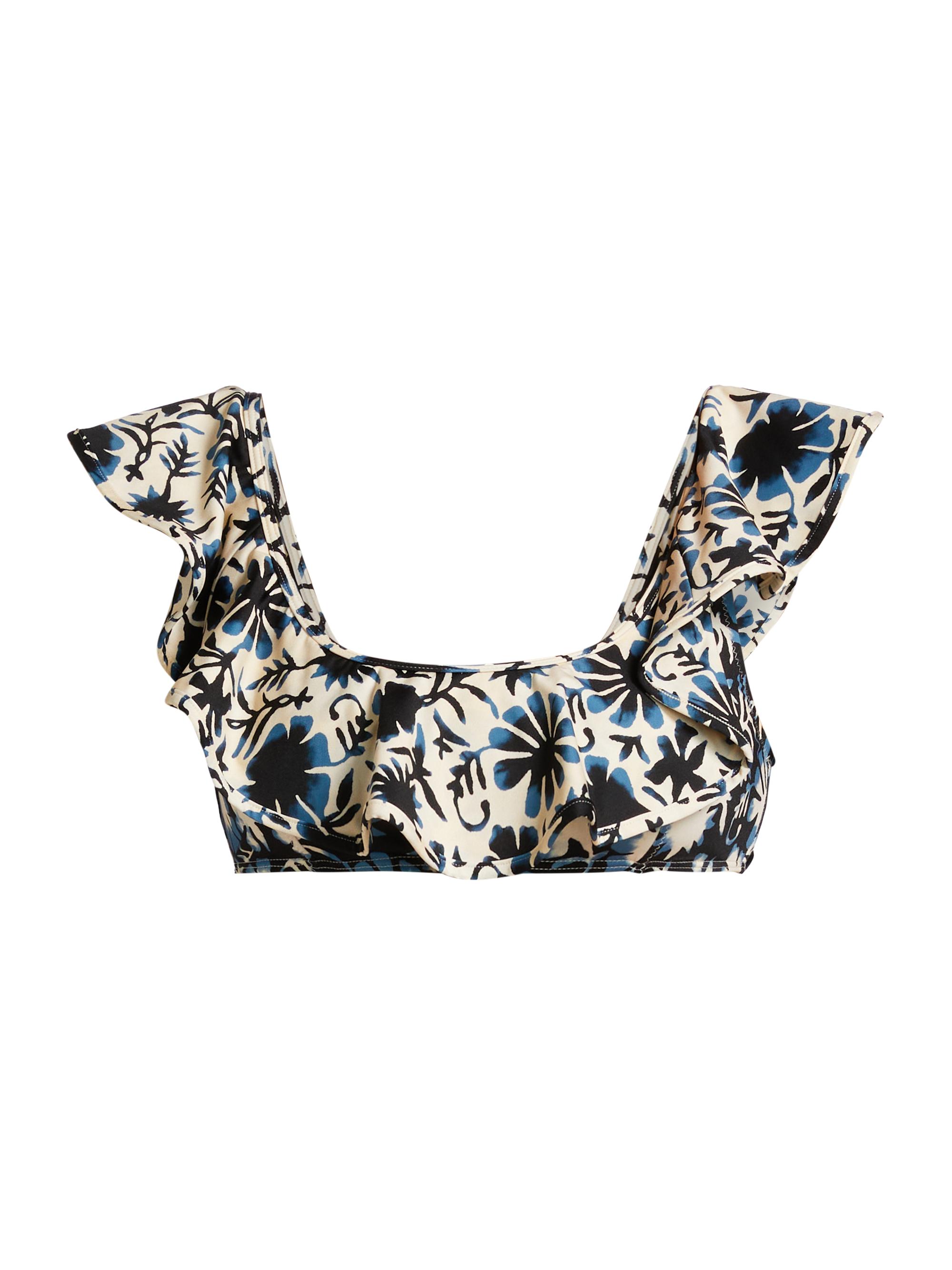 Ulla Johnson Women's Azores Floral Ruffled Bikini Top - Sunprint Combo