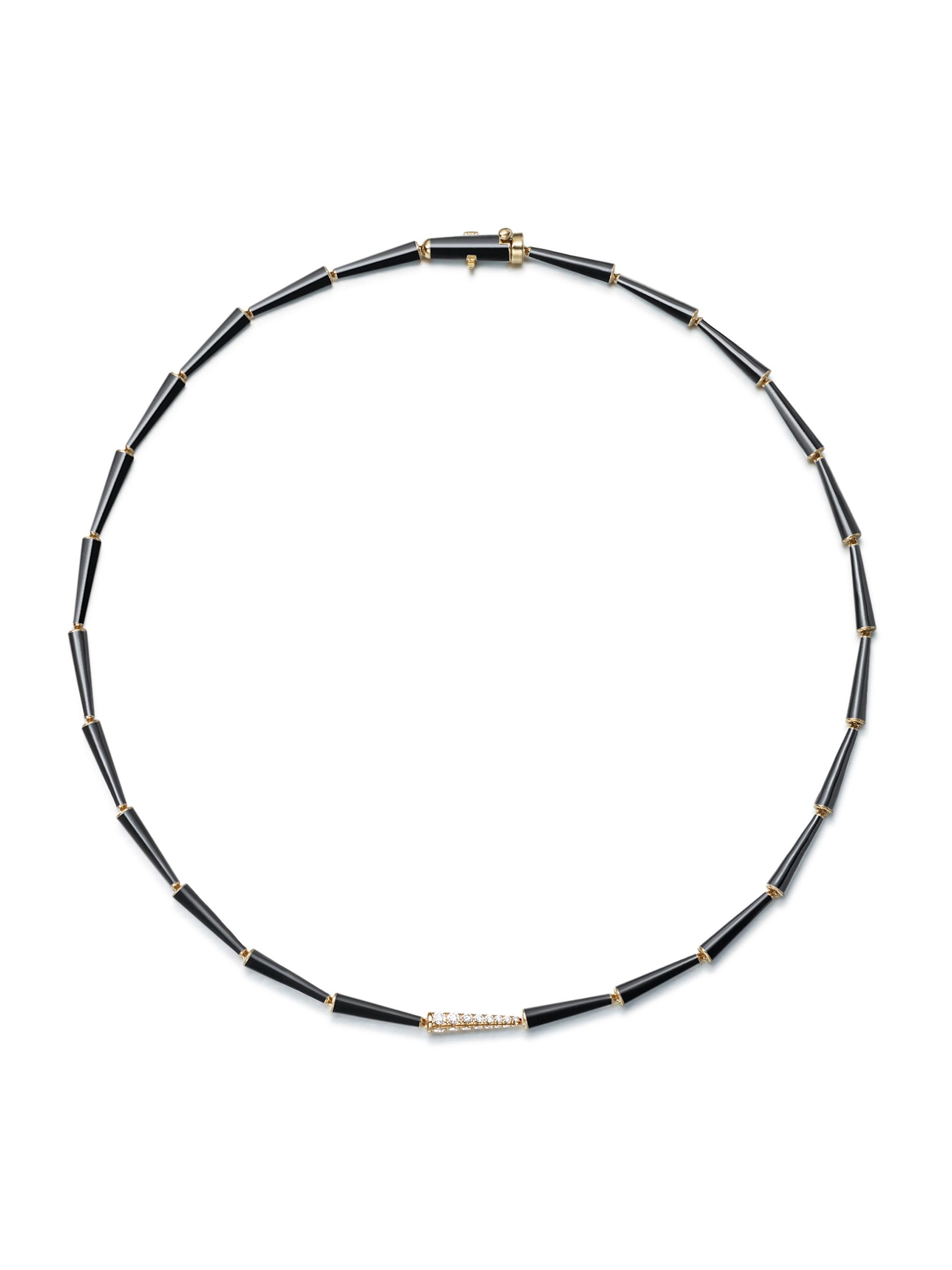 Melissa Kaye Women's Lola 18K Yellow Gold, Enamel & 0.45 TCW Diamond Linked Necklace - Black