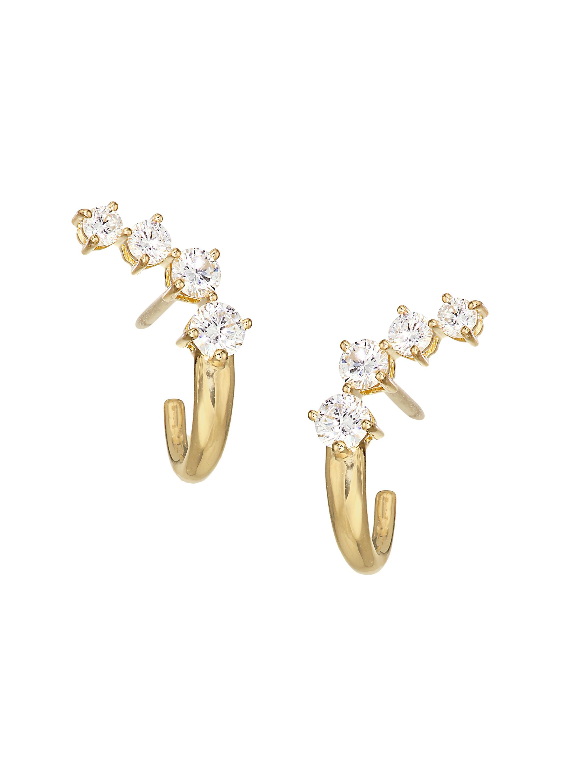 Melissa Kaye Women's Aria Dagger 18K Yellow Gold & 0.89 TCW Diamond Huggie Earrings - Yellow Gold