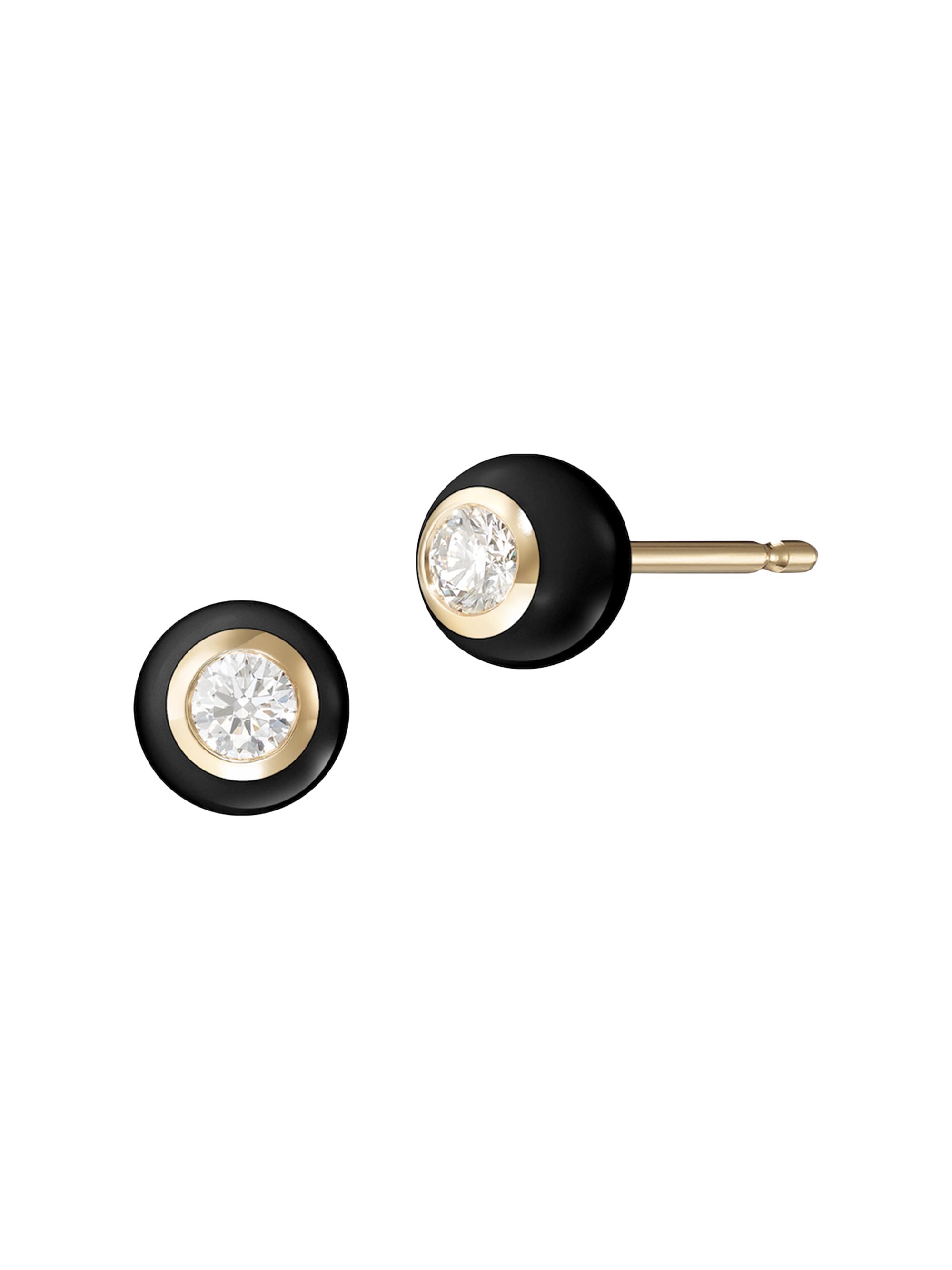 Melissa Kaye Women's Audrey  18K Yellow Gold, Enamel & 0.12 TCW Diamond Earrings - Black