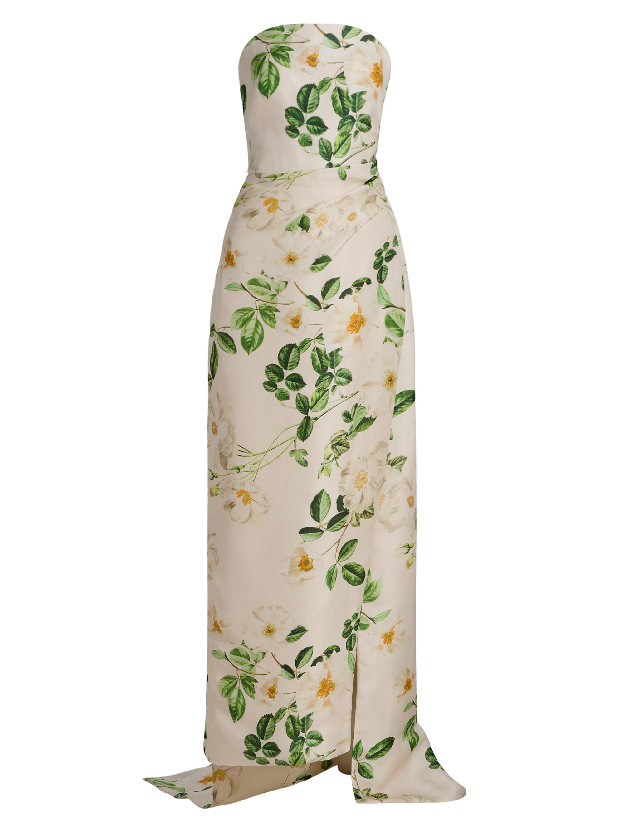 Monique Lhuillier Women's Strapless Draped Column Gown - Bellini Multi