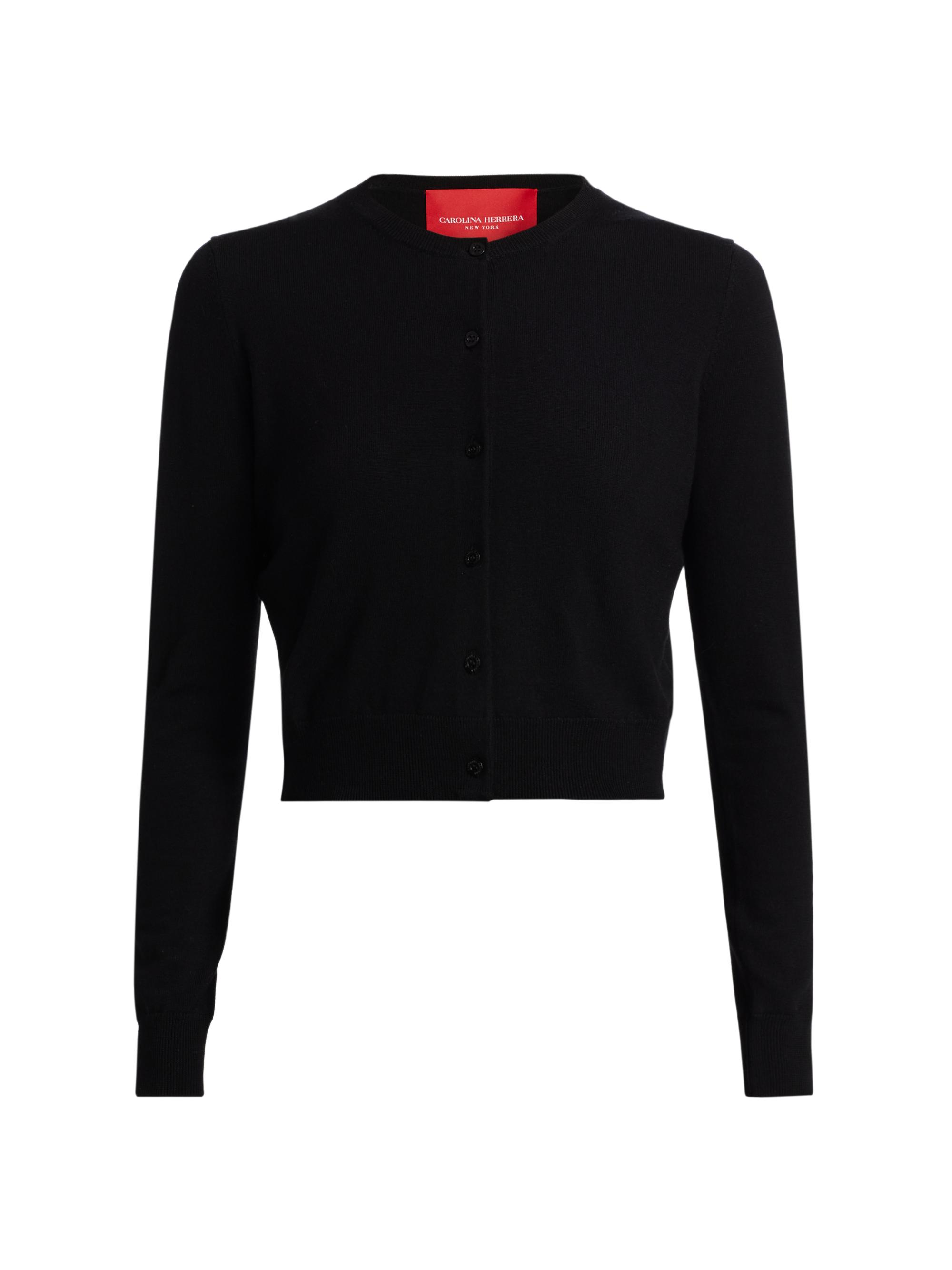 Carolina Herrera Wool Crewneck Cardigan | Saks Fifth Avenue