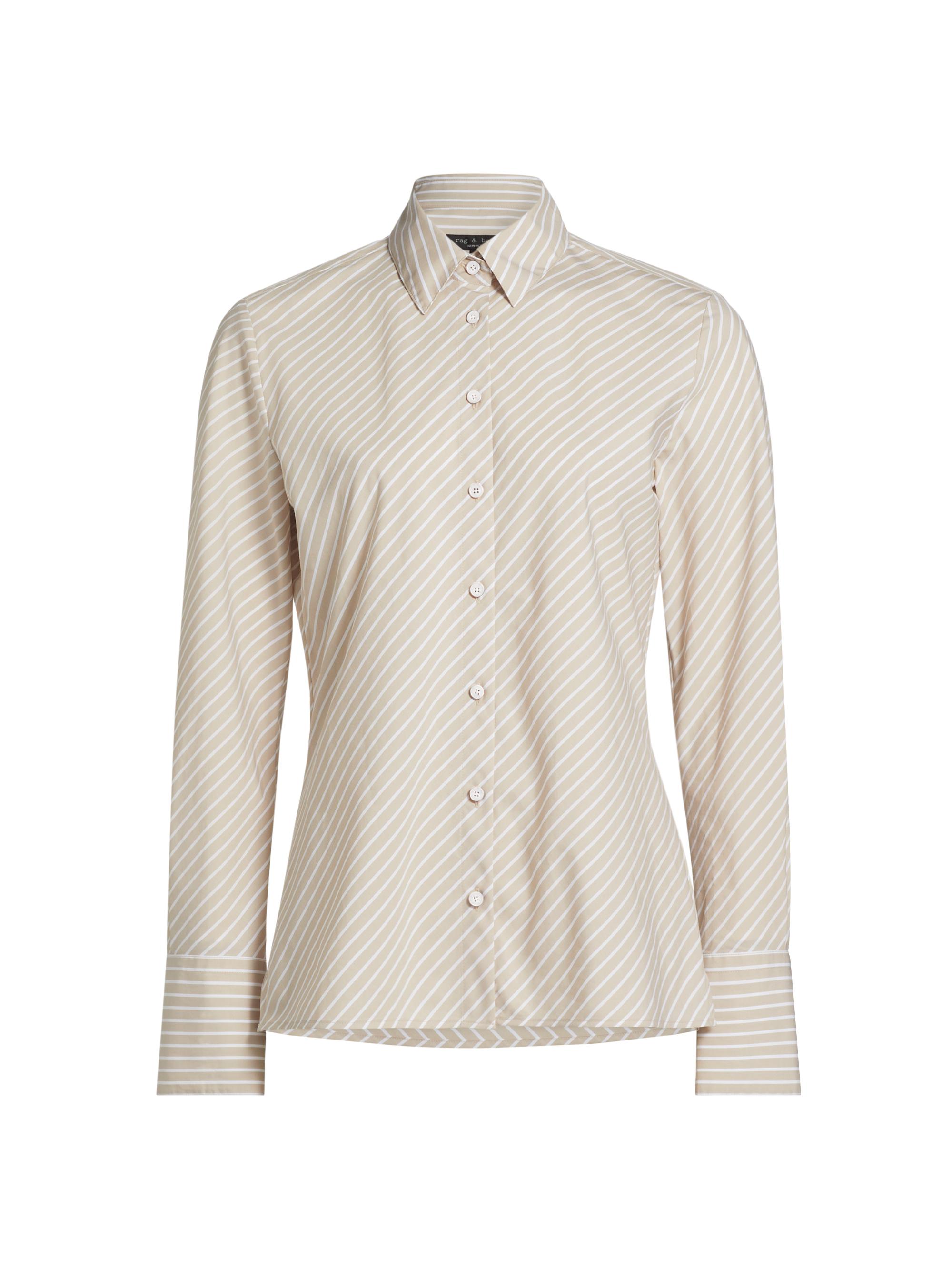 rag & bone Women's Sylvia Striped Poplin Shirt - Tan Stripe