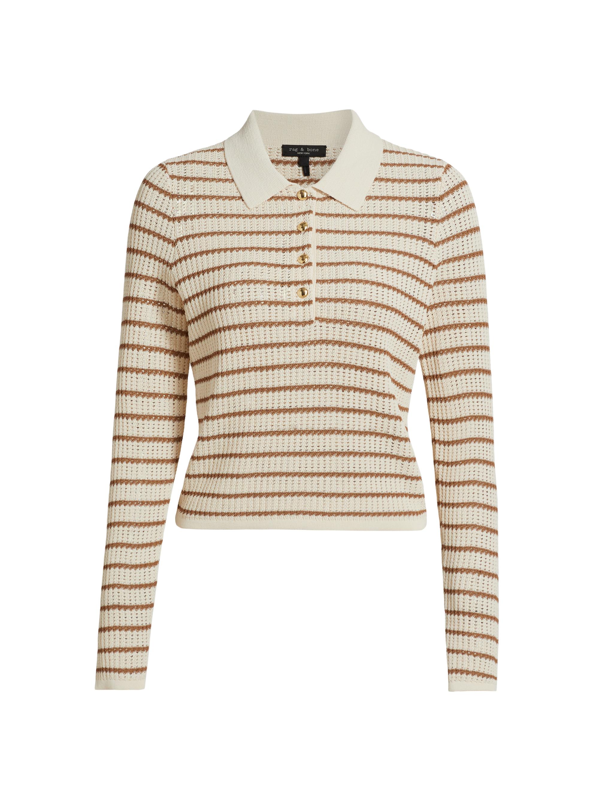 rag & bone Viola Striped Knit Polo Top | Saks Fifth Avenue