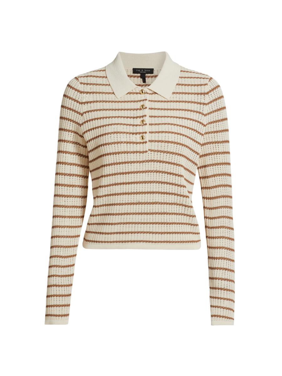 Rag & Bone Women's Viola Striped Knit Polo Top In Multi