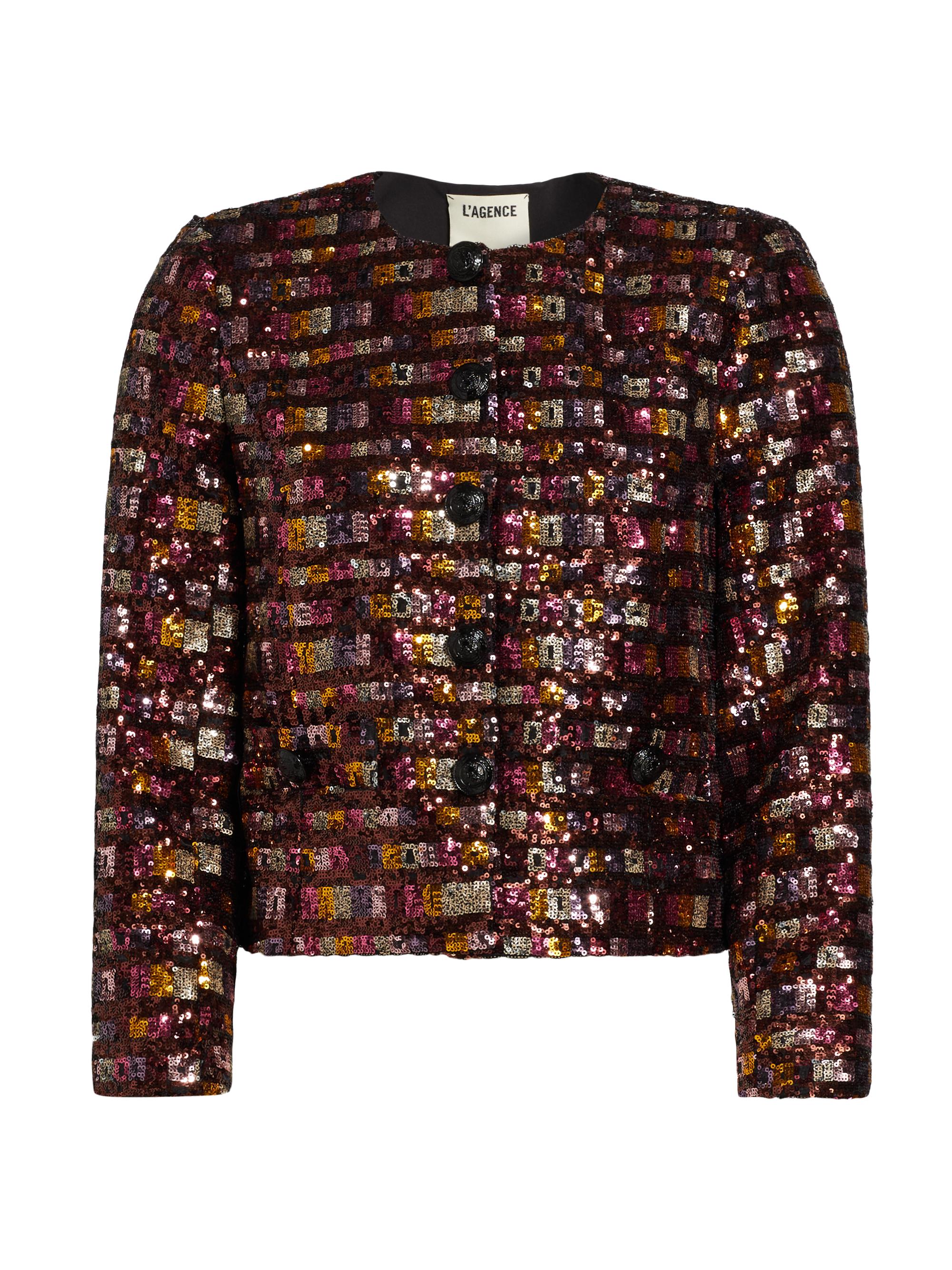 L'AGENCE Women's Caprina Sequined Jacket - Wisteria Desert Clay Sequin