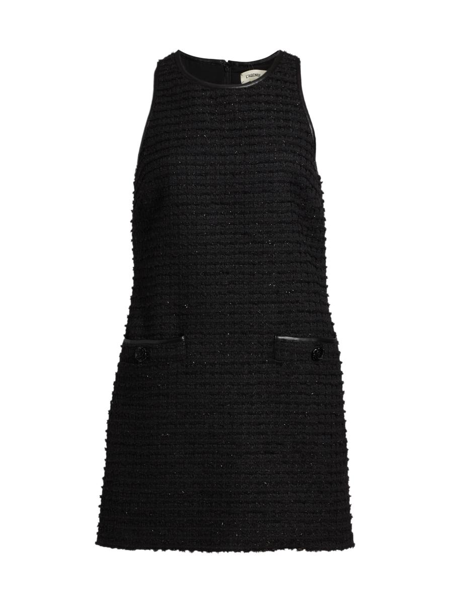 Blue tweed papillon chain flare dress Ｓ L'AGENCE Florian Tweed Shift Midi-Dress | Saks Fifth Avenue