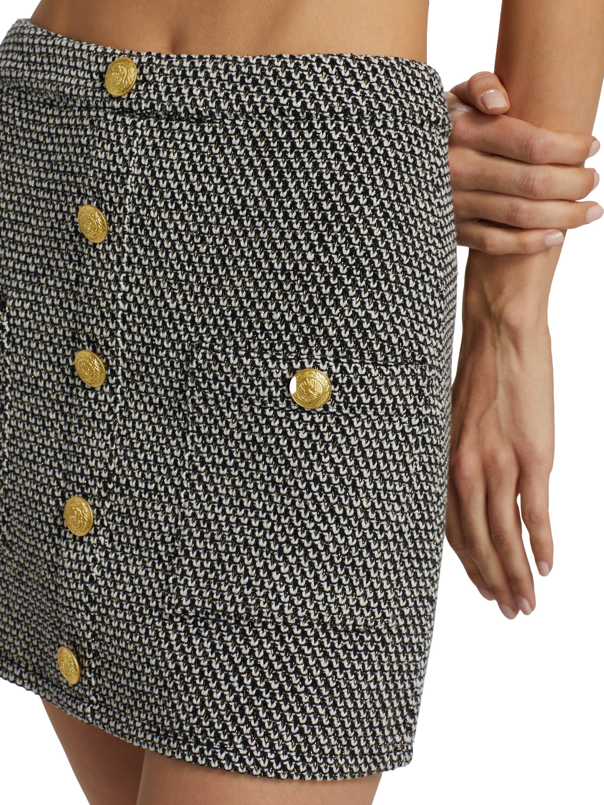 L'AGENCE Zander Button A-Line Miniskrt | Saks Fifth Avenue