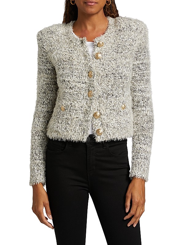 Shop L'AGENCE Una Tweed Knit Cardigan | Saks Fifth Avenue Shop L'AGENCE Una Tweed Knit Cardigan | Saks Fifth Avenue