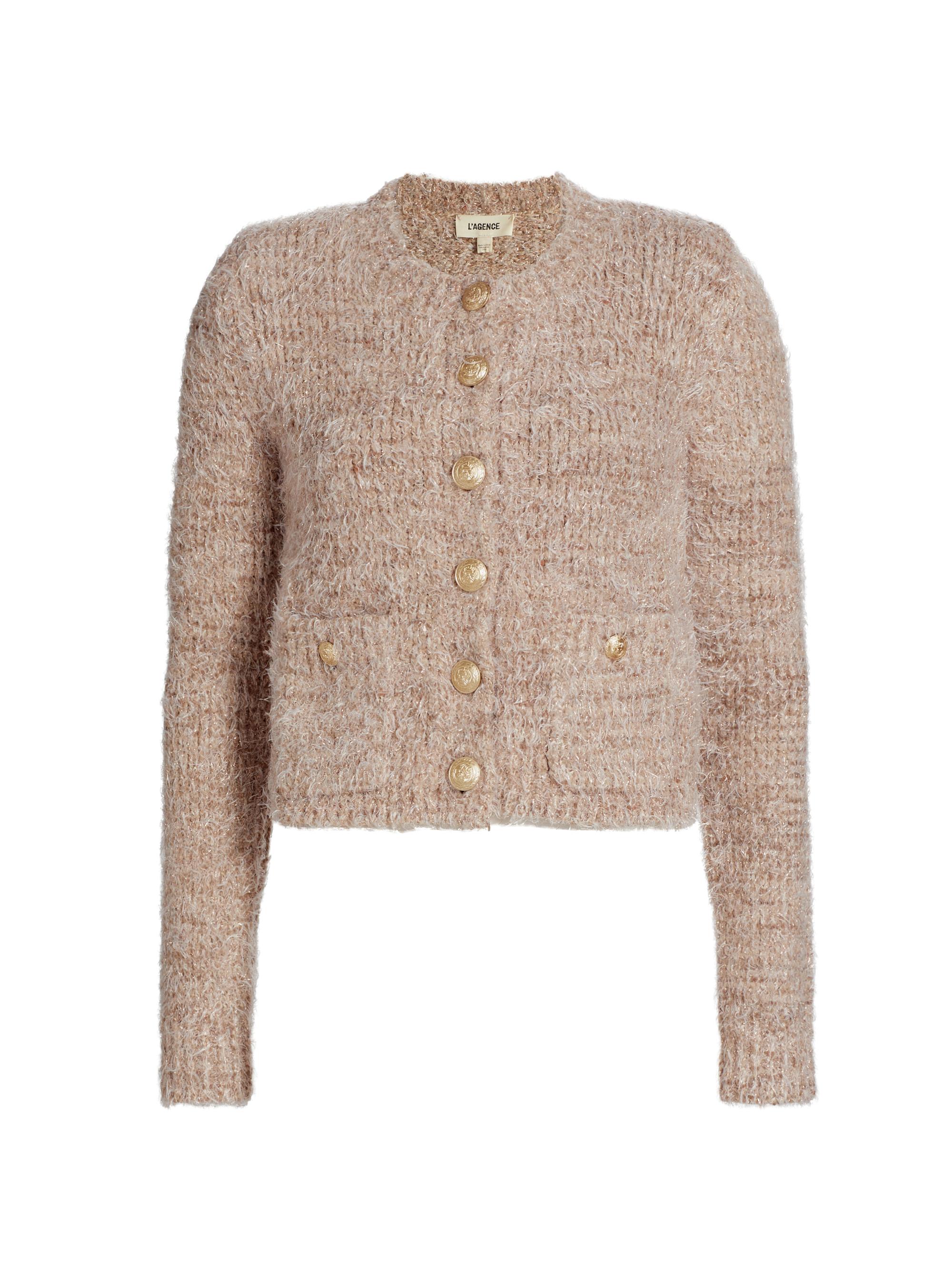 トップス GOLDEN  KNIT CARDIGAN Ferra Sequin Stretch Knit Cardigan