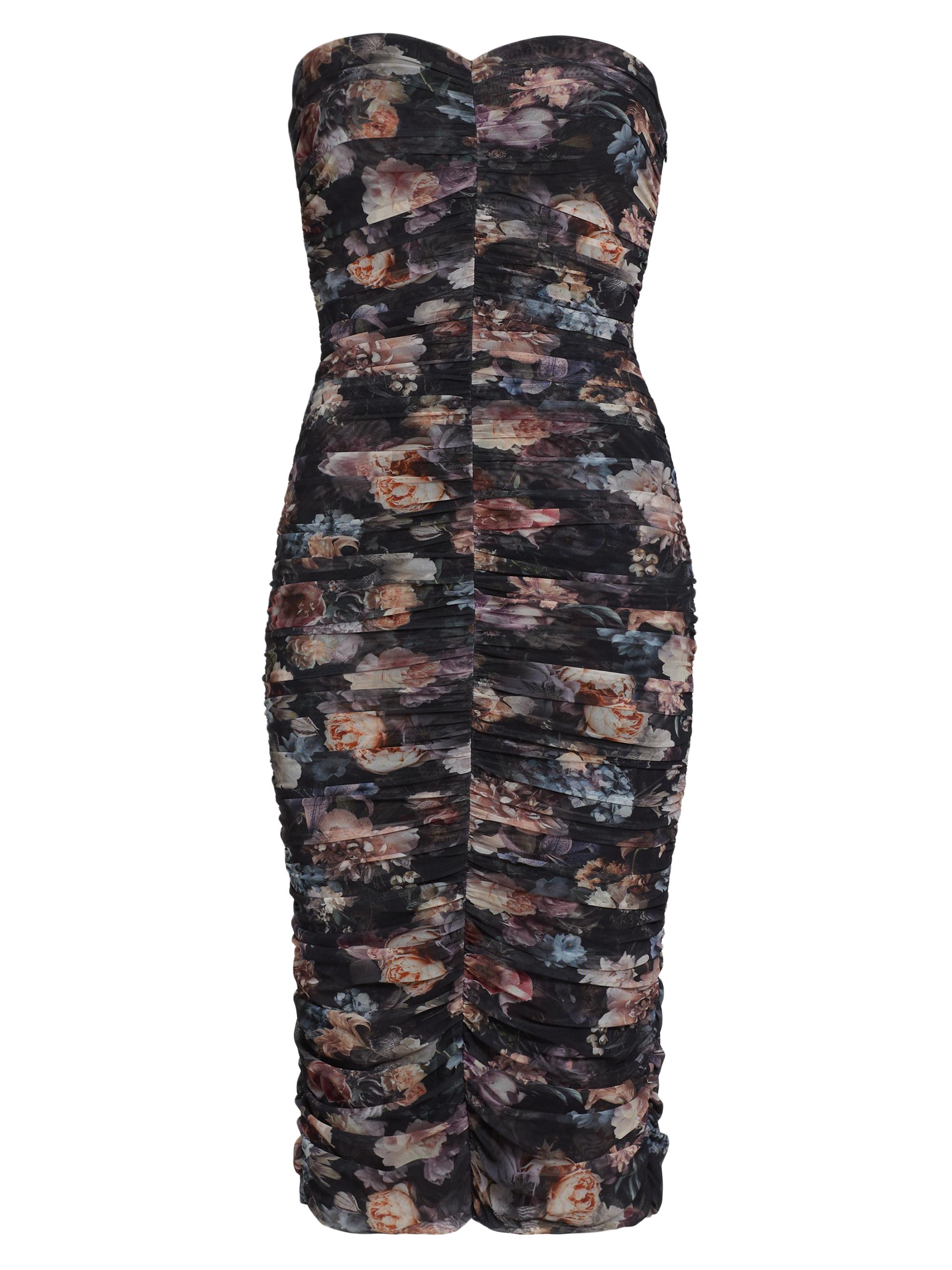 L'AGENCE Women's Caprice Floral Strapless Midi-Dress - Black Vintage Oil Flower