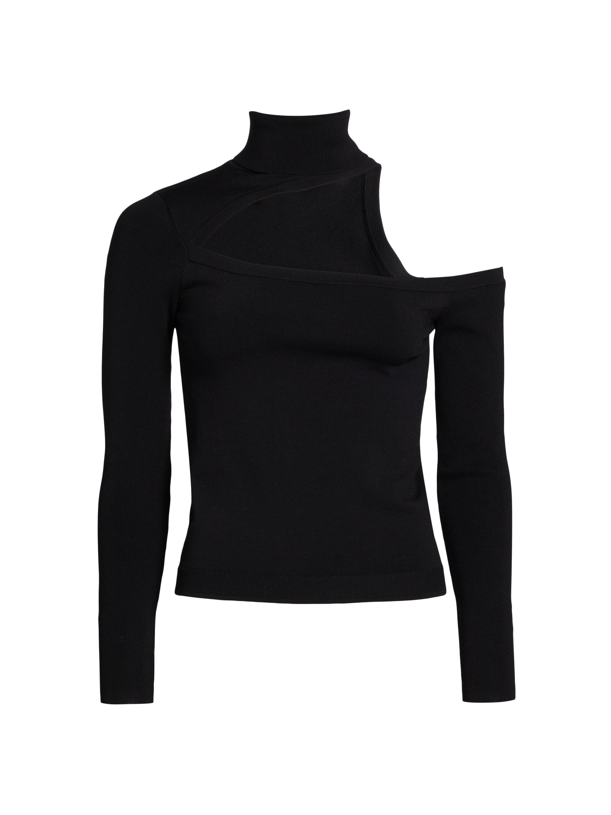 L'AGENCE Women's Azia Cut-Out Knit Turtleneck Top - Black