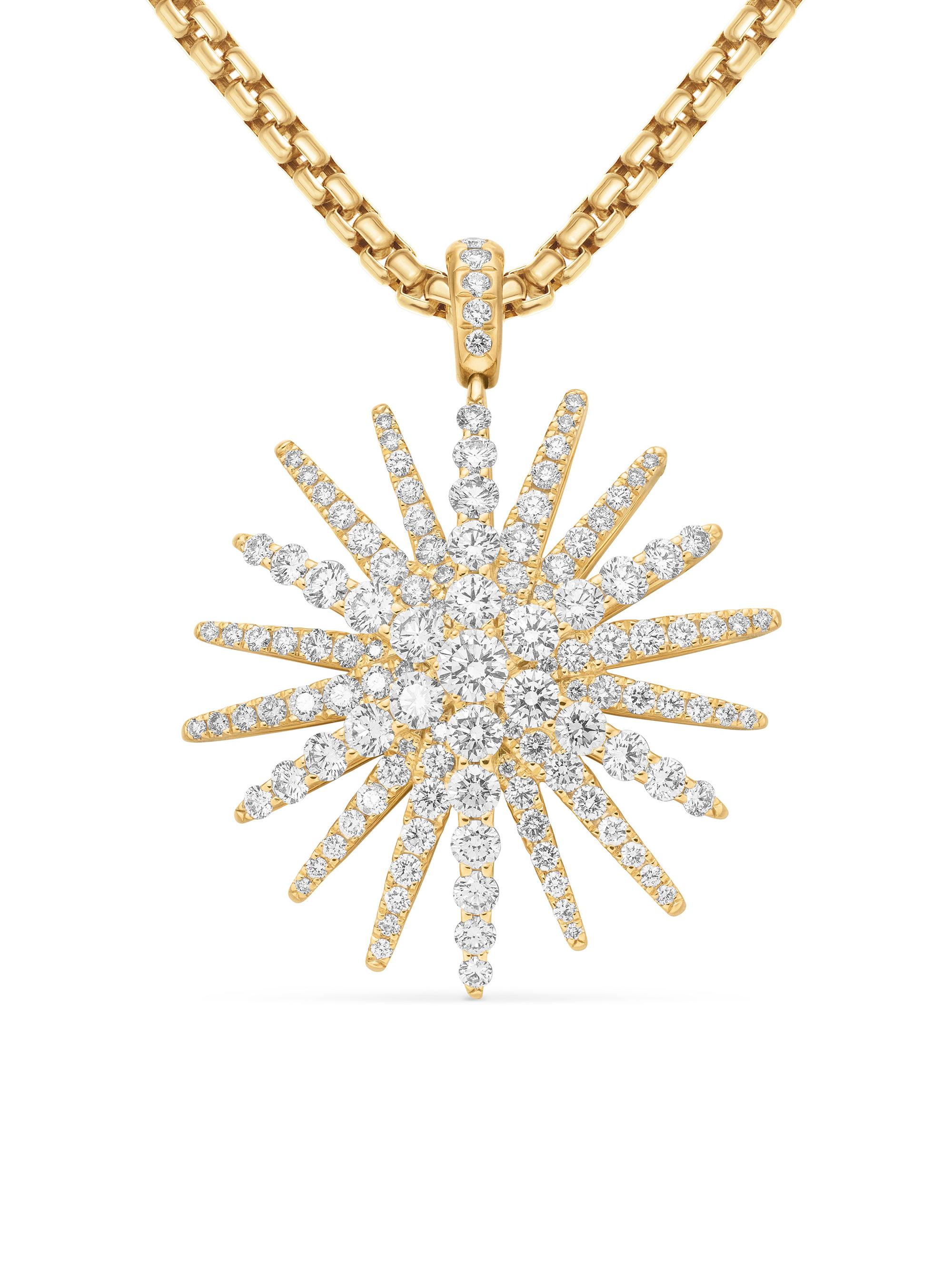 David Yurman Women's Starburst Pendant in 18K Yellow Gold with Full Pavé Diamonds, 33.7MM - Diamond