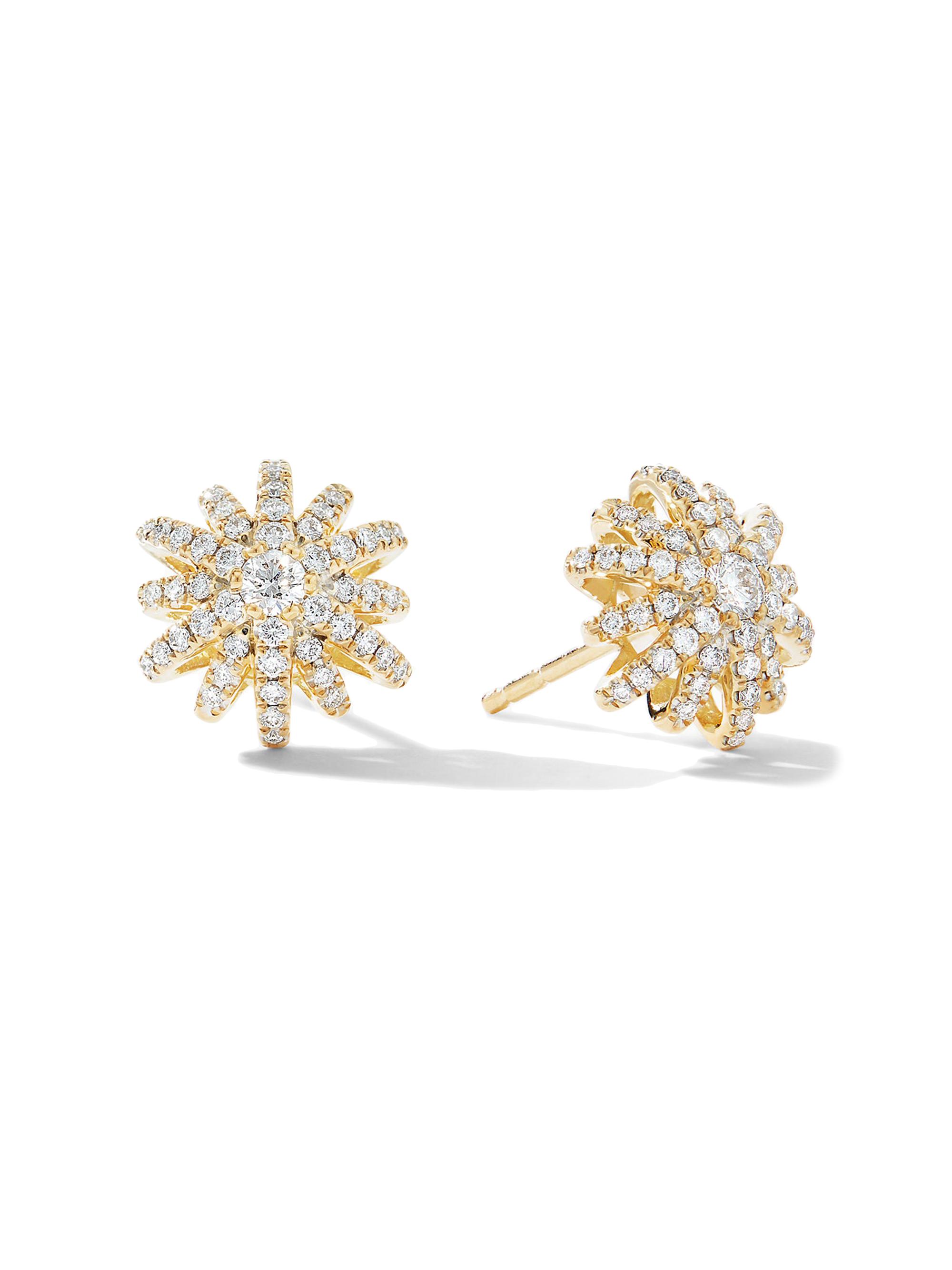 David Yurman Women's Starburst Stud Earrings in 18K Yellow Gold with Diamonds, 11.7MM - Diamond