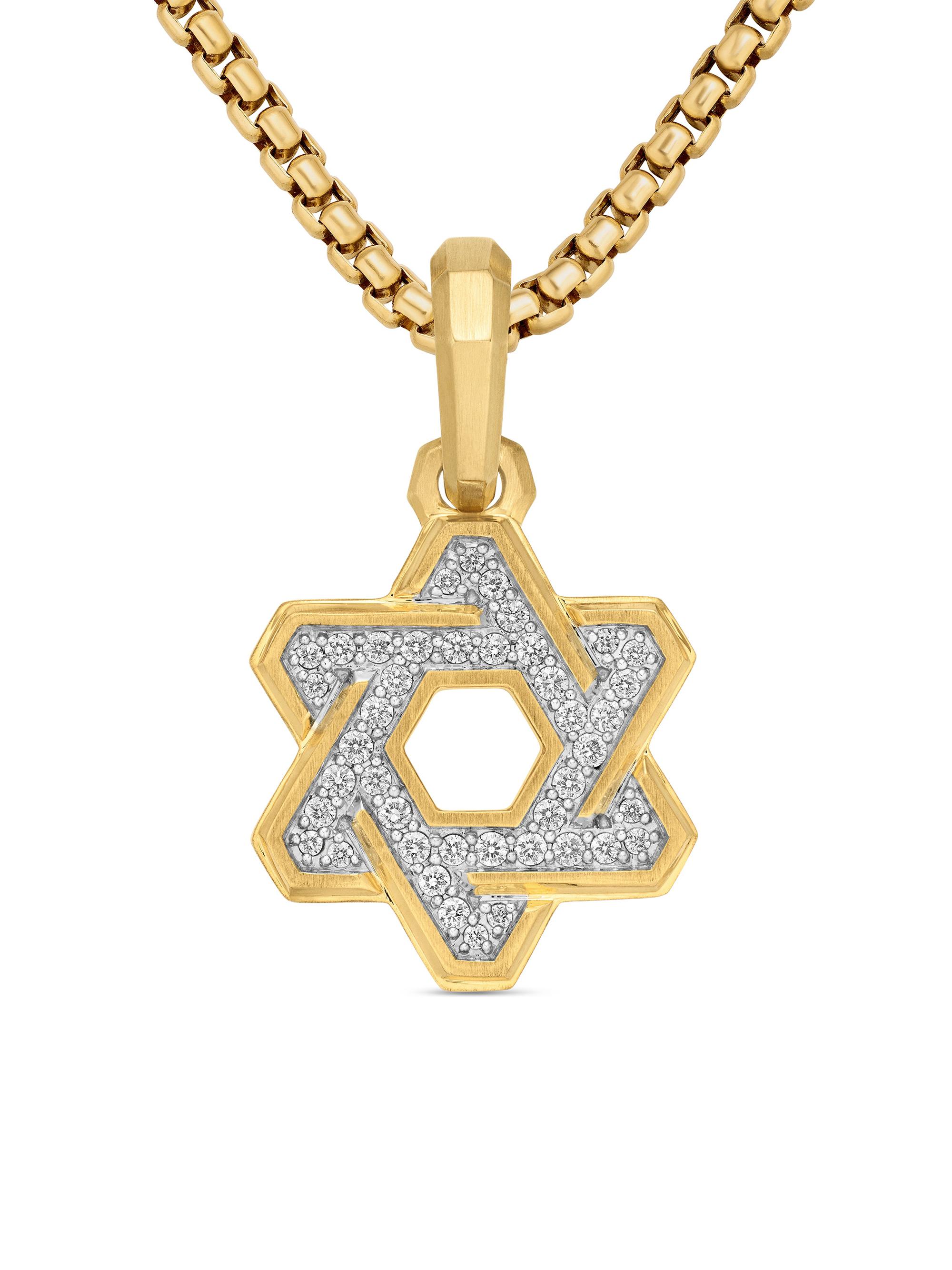 David Yurman Men's Deco Star of David Pendant in 18K Yellow Gold - Diamond