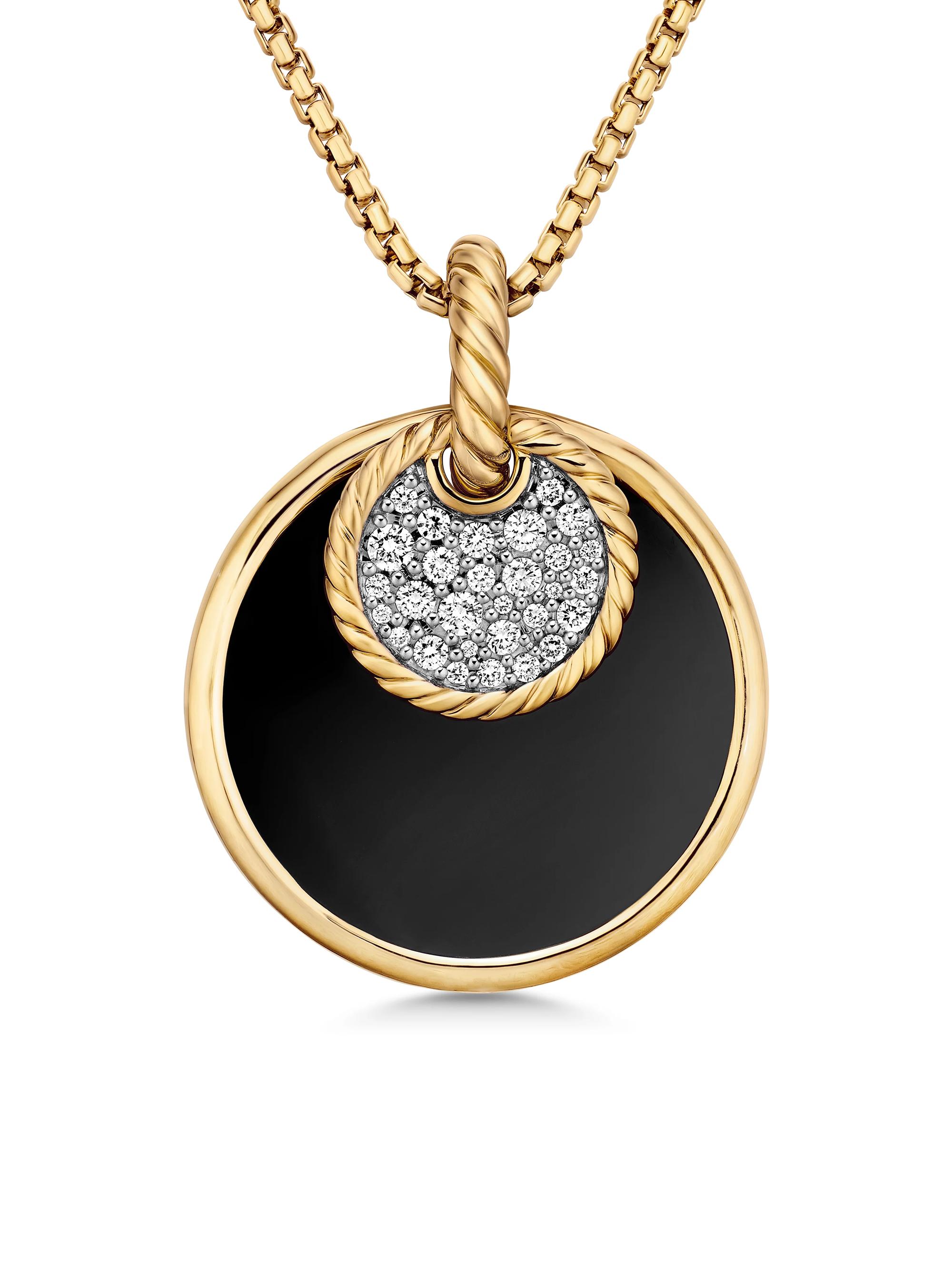 David Yurman Women's Elements Convertible Pendant Necklace in K Yellow Gold - Blk Onyx White Agate Mop