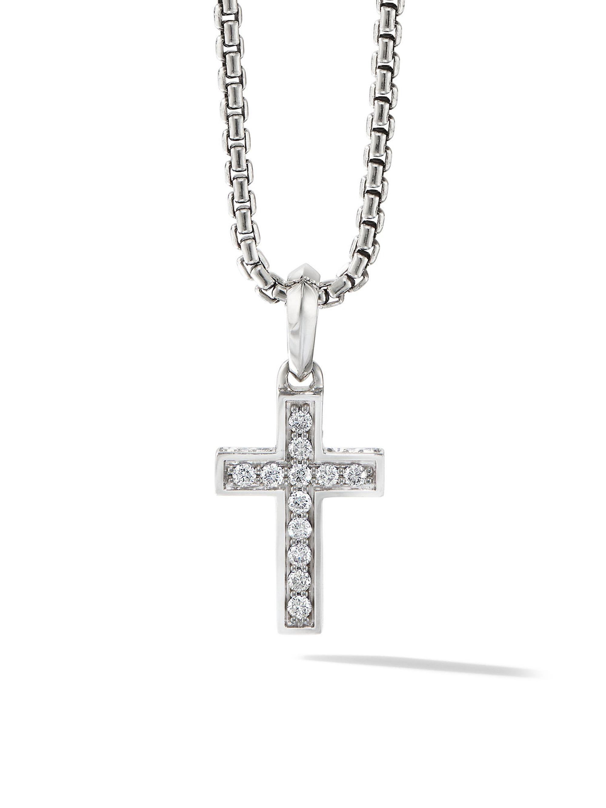 David Yurman Men's Streamline Cross Pendant in Sterling Silver - Diamond