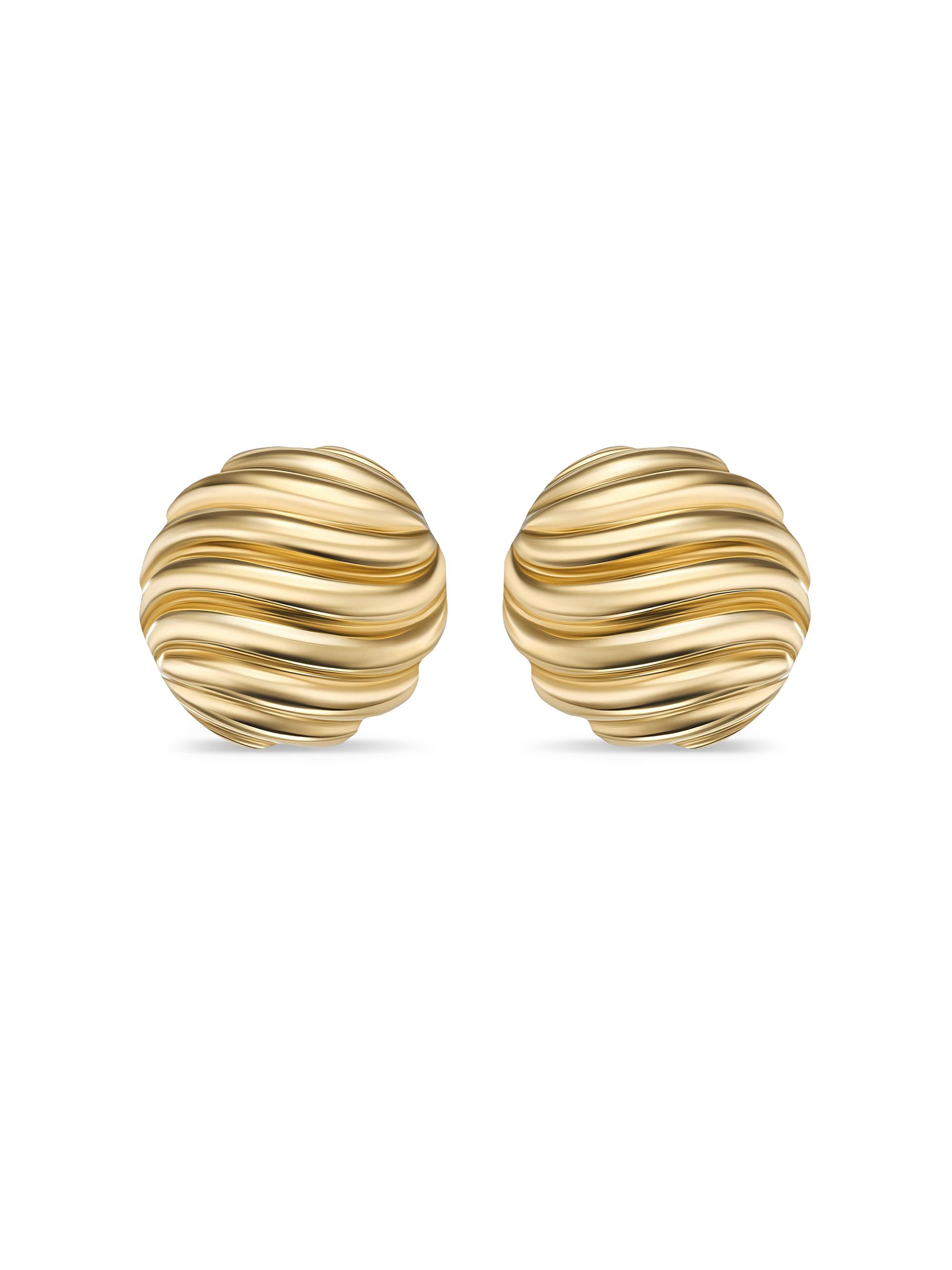 David Yurman Women's Sculpted Cable Stud Earrings in 18K Yellow Gold, 14MM - Gold