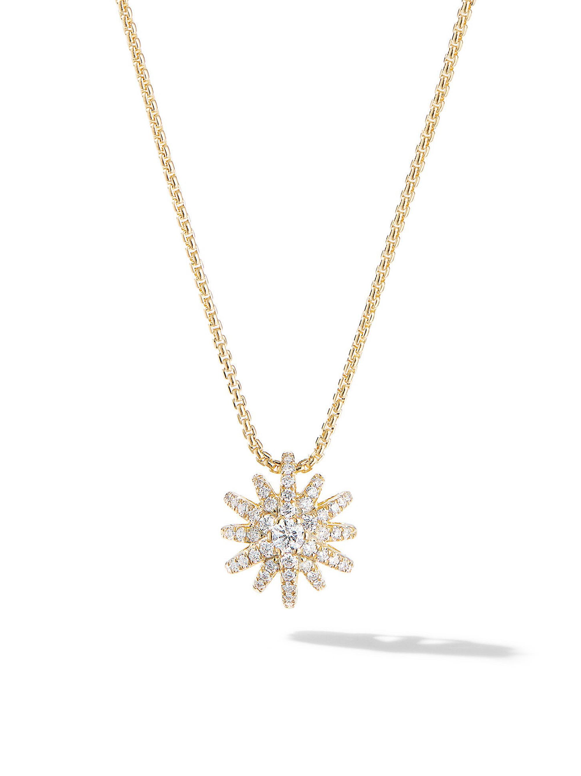 David Yurman Women's Starburst Pendant Necklace in 18K Yellow Gold with Diamonds, 11MM - Diamond