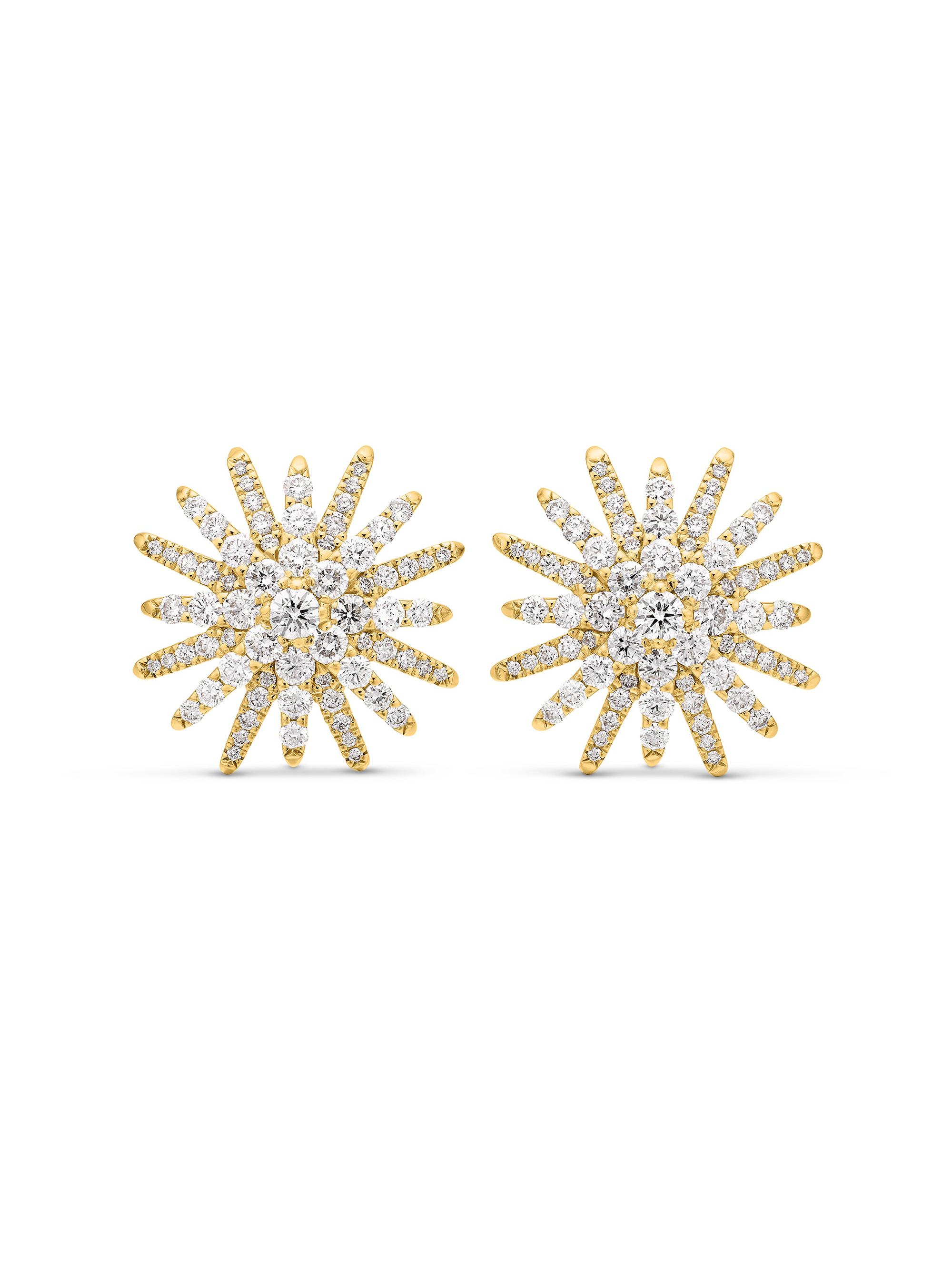 David Yurman Women's Starburst Stud Earrings in 18K Yellow Gold with Diamonds, 19MM - Diamond